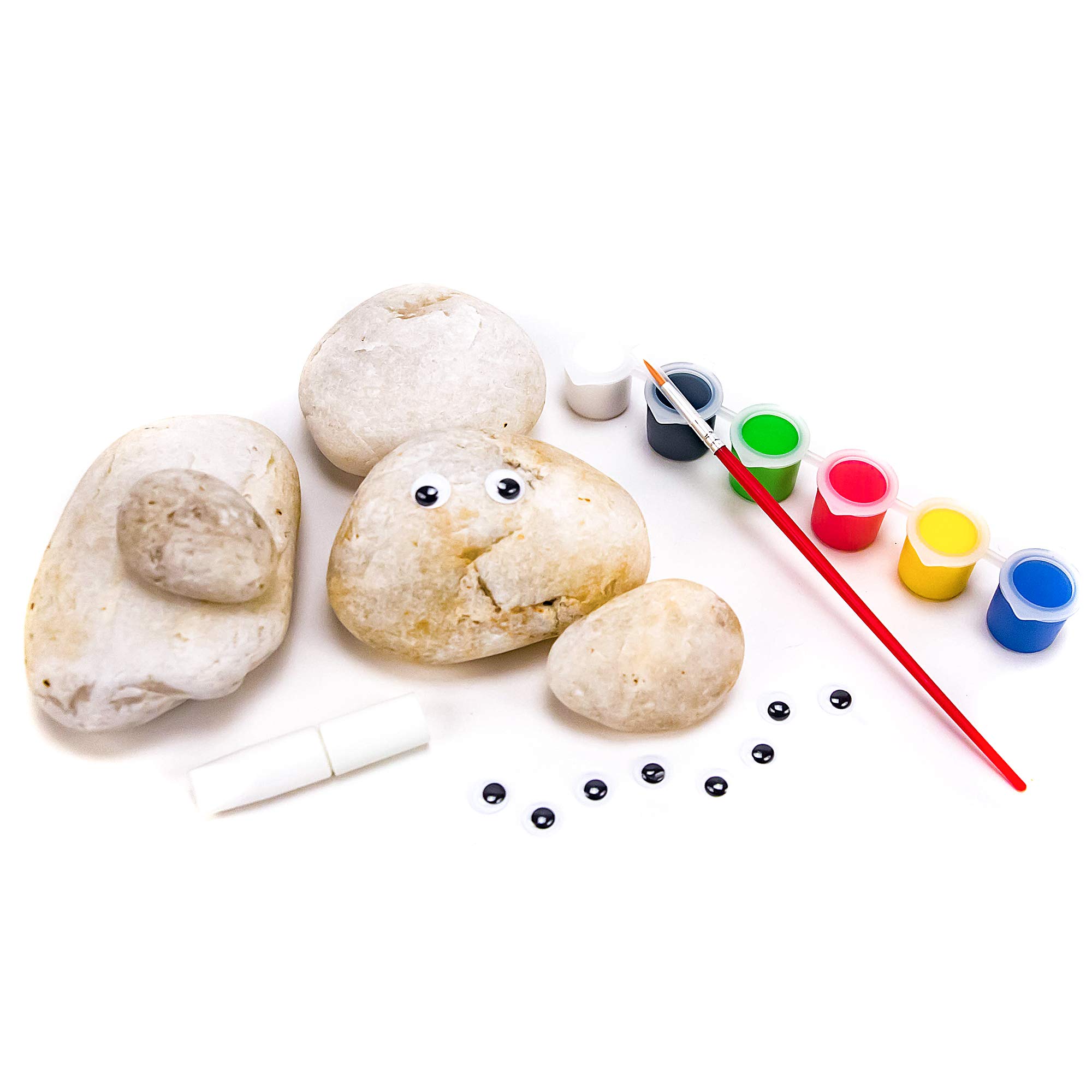Creative Roots Paint Your Own Rock Pets Kit by Horizon Group USA - 6 Vibrant Colors, Paint Brush, Wiggly Eyes & Glue Included - Fun DIY Rock Painting Activity for Kids - Perfect for Birthday Parties, Classroom Projects & Creative Playtime