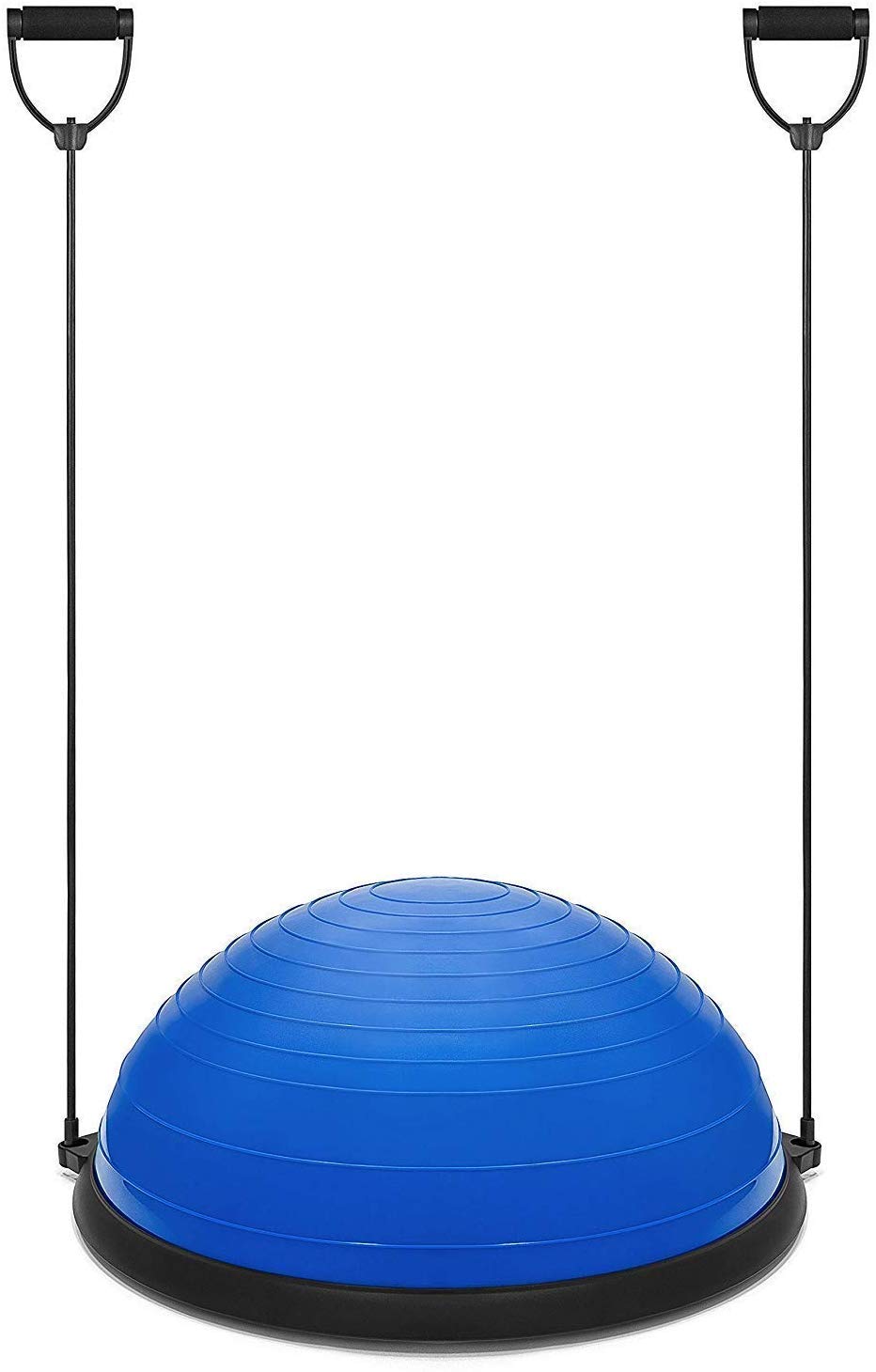 Balance Ball Trainer - Half Yoga Exercise Ball with Resistance Bands & Foot Pump for Core Strength, Stability Training, Yoga & Home Gym Workouts | Perfect for Pilates, Physical Therapy & Office Seating (Blue)