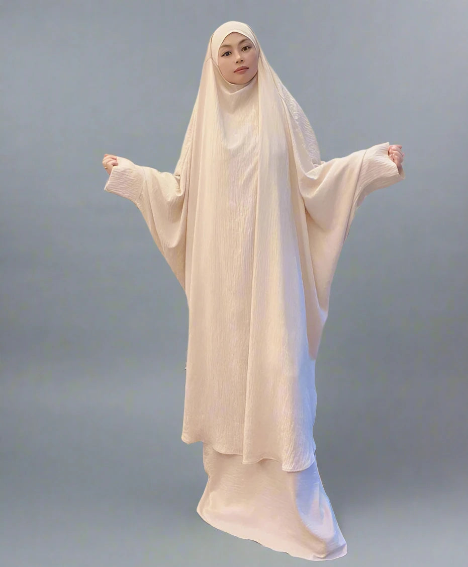 2-Piece Wrinkle-Free Jilbab Abaya Dress Set - Modest Islamic Prayer Dress for Women - Perfect for Daily Wear, Mosque, and Special Occasions