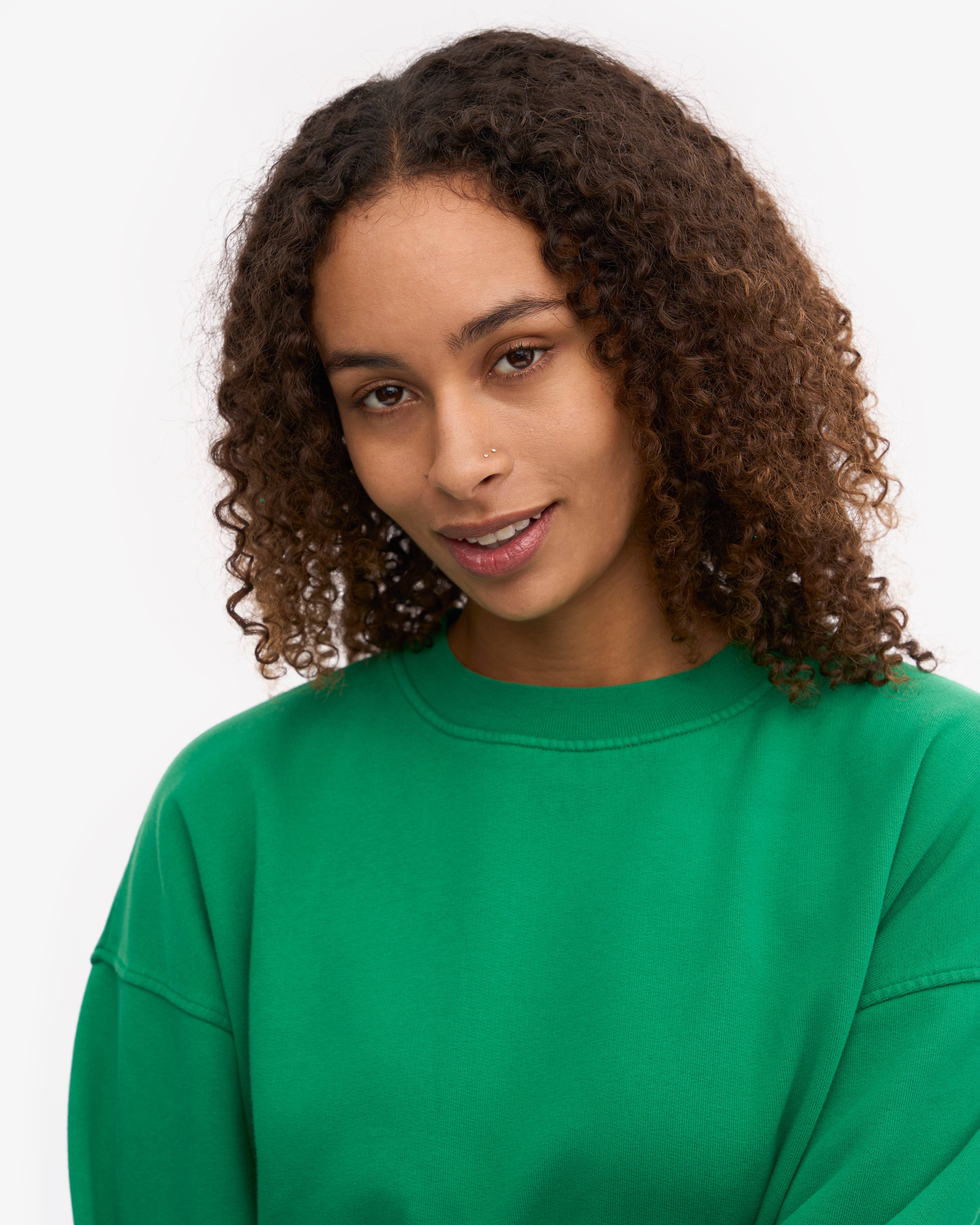 Organic Oversized Crewneck Sweatshirt - Kelly Green - Soft & Comfortable for Women & Men - Perfect for Casual Wear, Loungewear & Street Style
