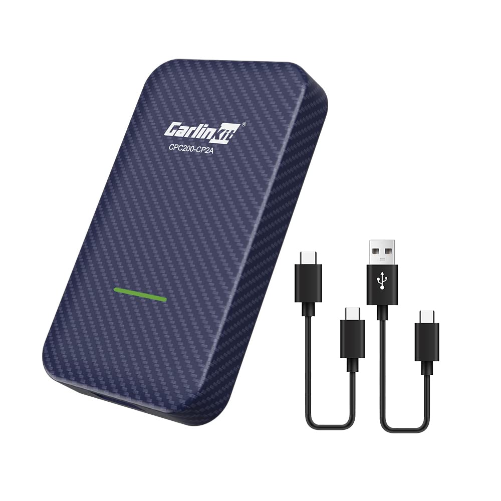 2023 CarlinKit 4.0 Wireless CarPlay & Android Auto Adapter - Fastest CP2A-U2W-Plus Bluetooth Dongle for Factory CarPlay Cars (Blue) | Seamless Music Streaming & Hands-Free Calling While Driving
