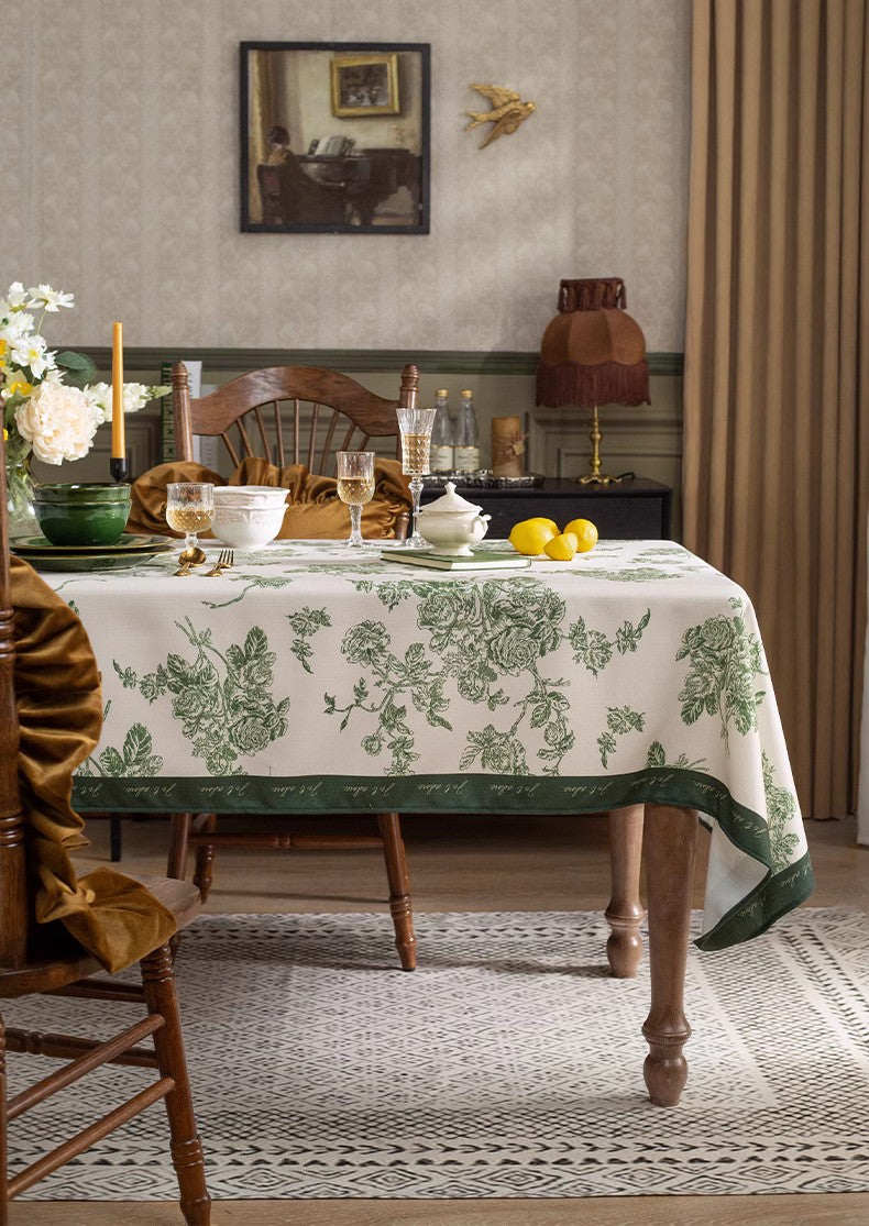 Elegant French Style Chenille Flower Tablecloth for Dining Table - Modern Rectangle Table Cover for Oval Table - Perfect for Dinner Parties, Holiday Gatherings & Home Decor