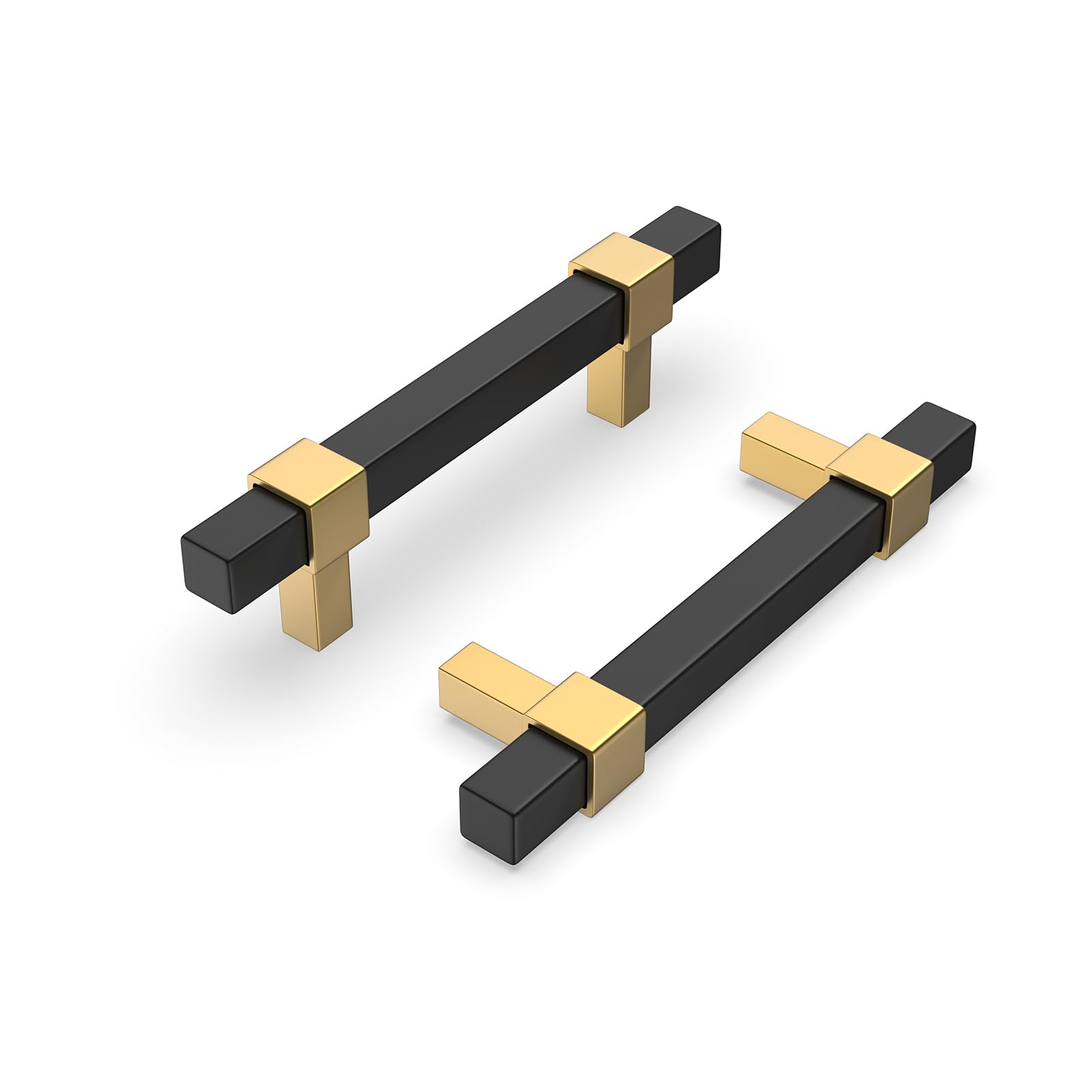 GoldenWarm 5 Pack Black & Gold Cabinet Handles - 3 Inch Hole Center Modern Drawer Pulls for Kitchen, Bathroom, Bedroom Dresser - Durable Zinc Alloy Hardware for Home & Office Furniture Upgrade