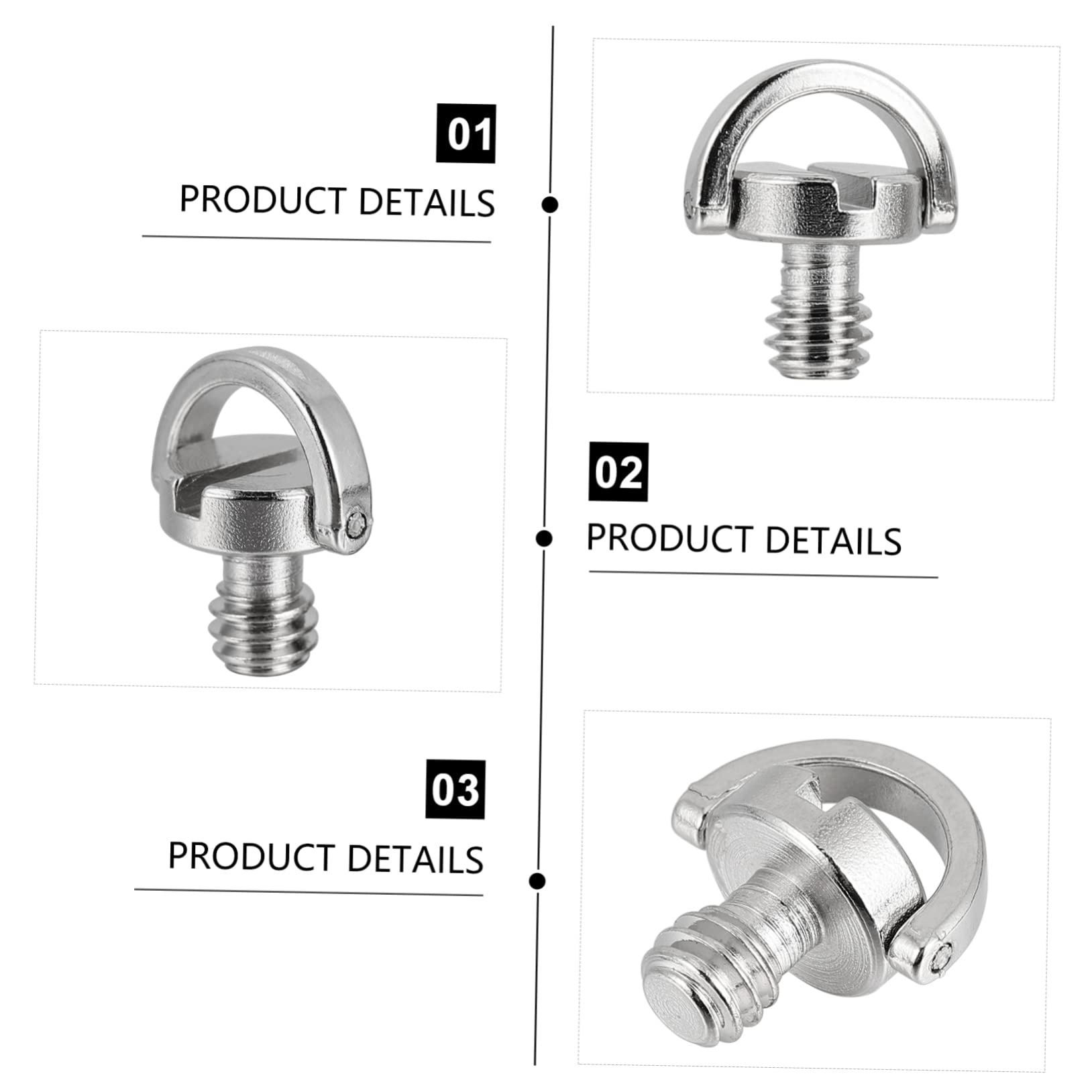 HOMSFOU 4 Pack Stainless Steel Camera Tripod Screw Mount - Heavy Duty PTZ Clamp with D-Ring for DSLR, Mirrorless, Video Cameras - Perfect for Vlogging, Live Streaming & Photography Accessories