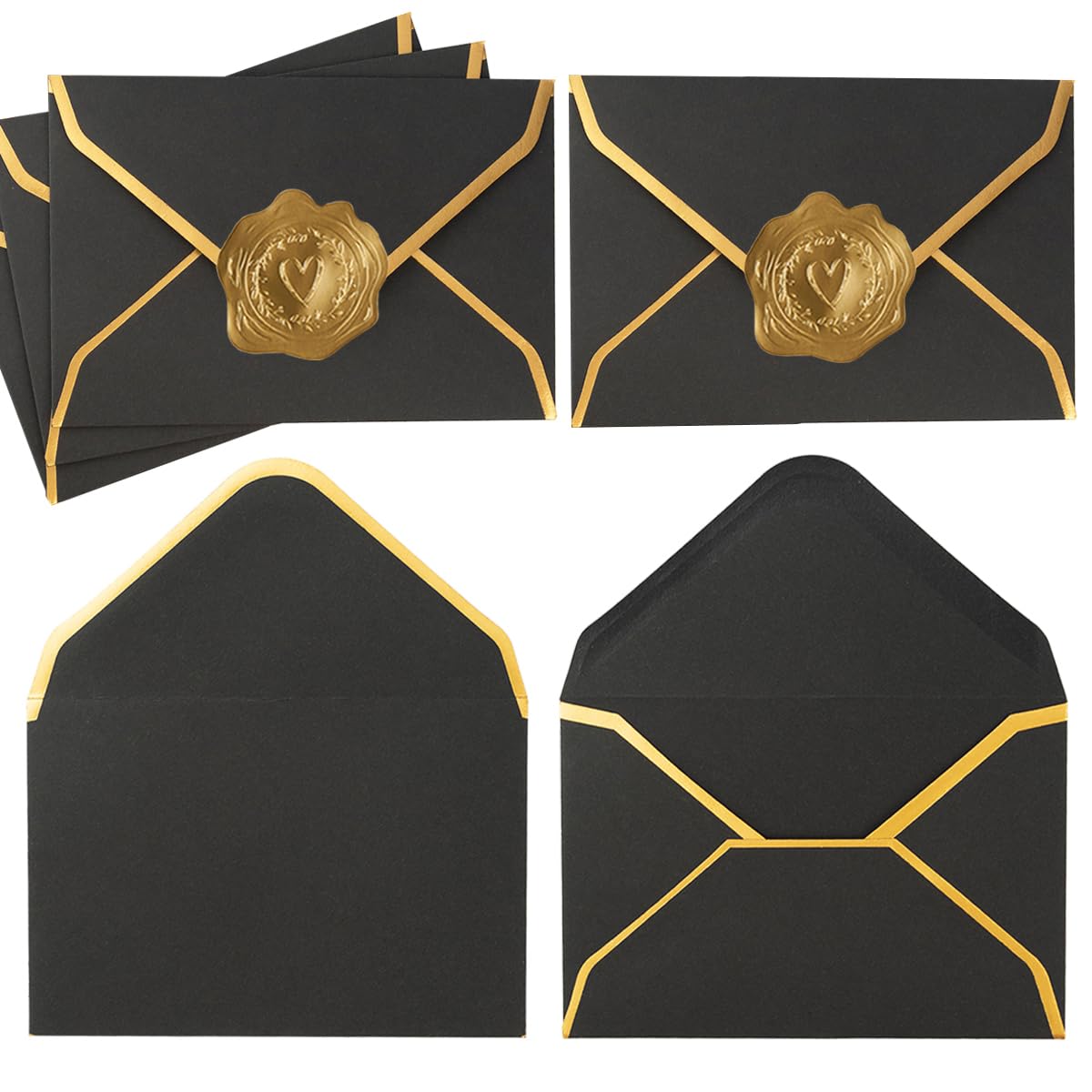 Mini Gift Card Envelopes 100pcs - Gold Border V Flap (4x2.7