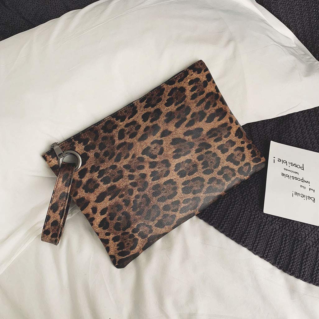 Vintage Retro Leopard Print Crossbody Messenger Bag for Women - Minimalist Shoulder Handle Purse with Wallet (Brown, 34X1X24cm) - Perfect for Work, Travel & Everyday Use