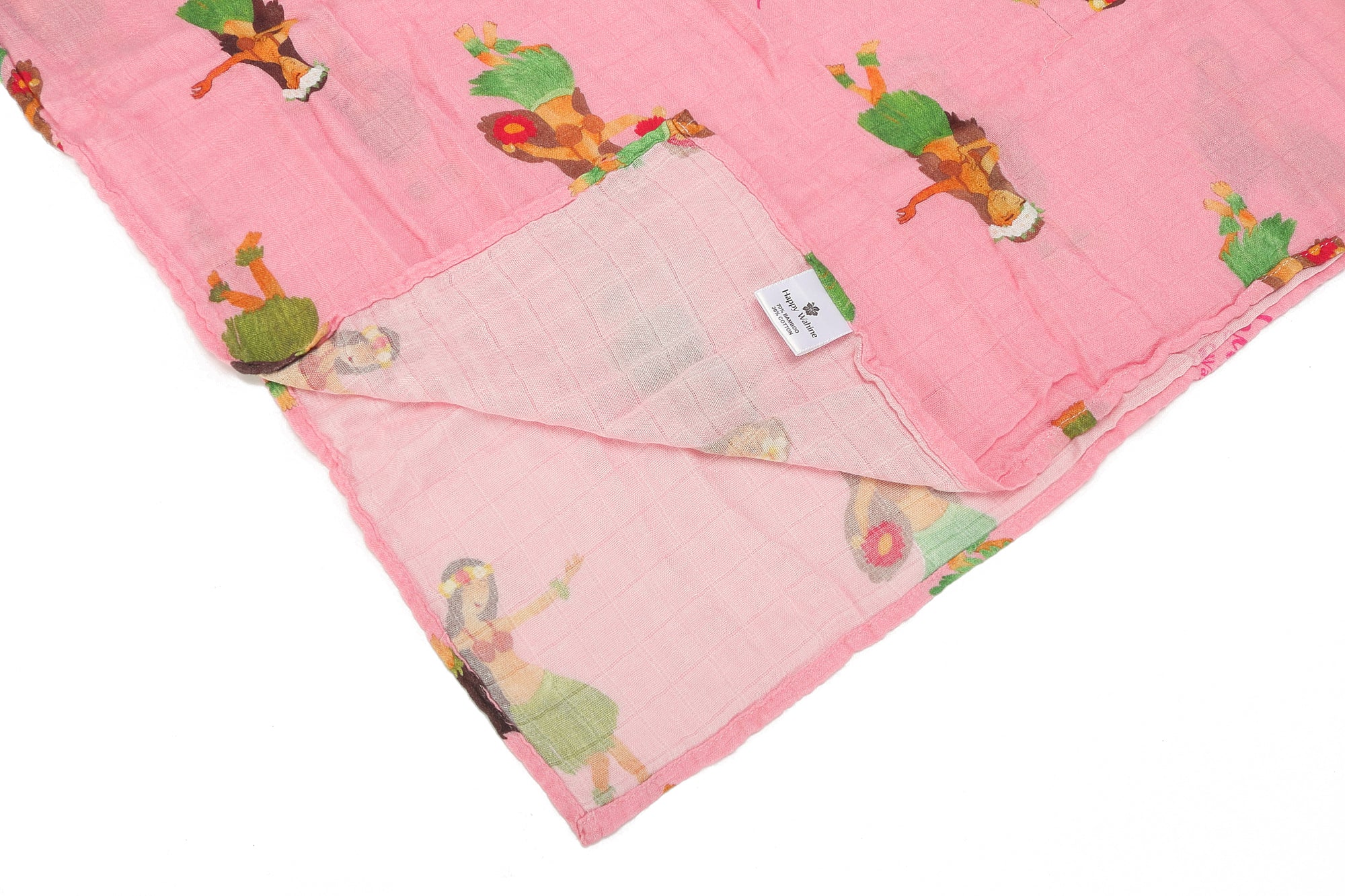 Soft Baby Muslin Swaddle Blanket - Hawaiian Hula Girl Pink Design - Perfect for Newborn Sleep, Swaddling & Photo Shoots