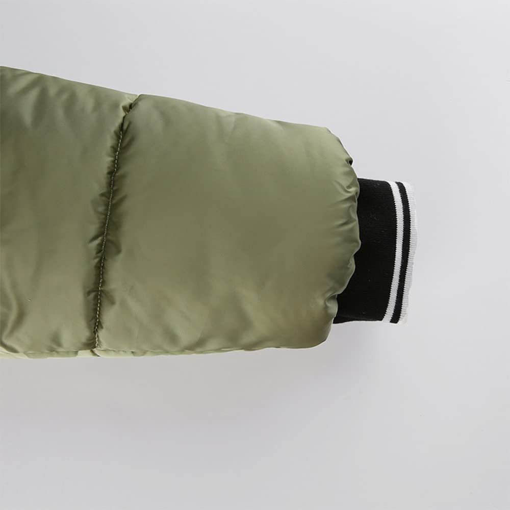Women's Green Puffer Crop Jacket - Short Bubble Coat for Winter Fashion - Warm Stylish Outerwear for Casual Outings & Streetwear (Color: S)