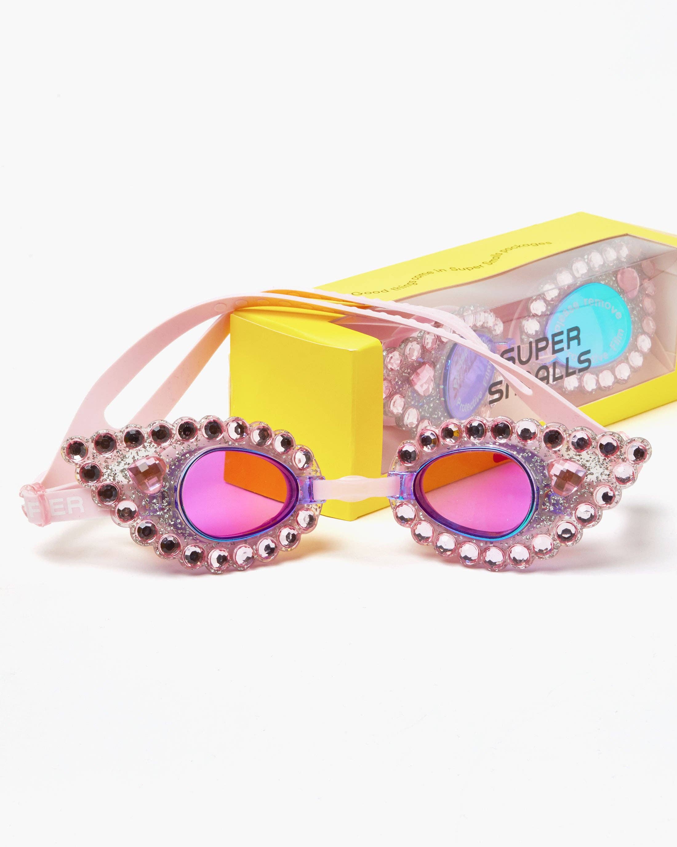 Pink Gem Goggles for Women - Trendy UV Protection Swim Goggles with Rhinestones | Perfect for Swimming, Beach, Pool Party & Water Sports