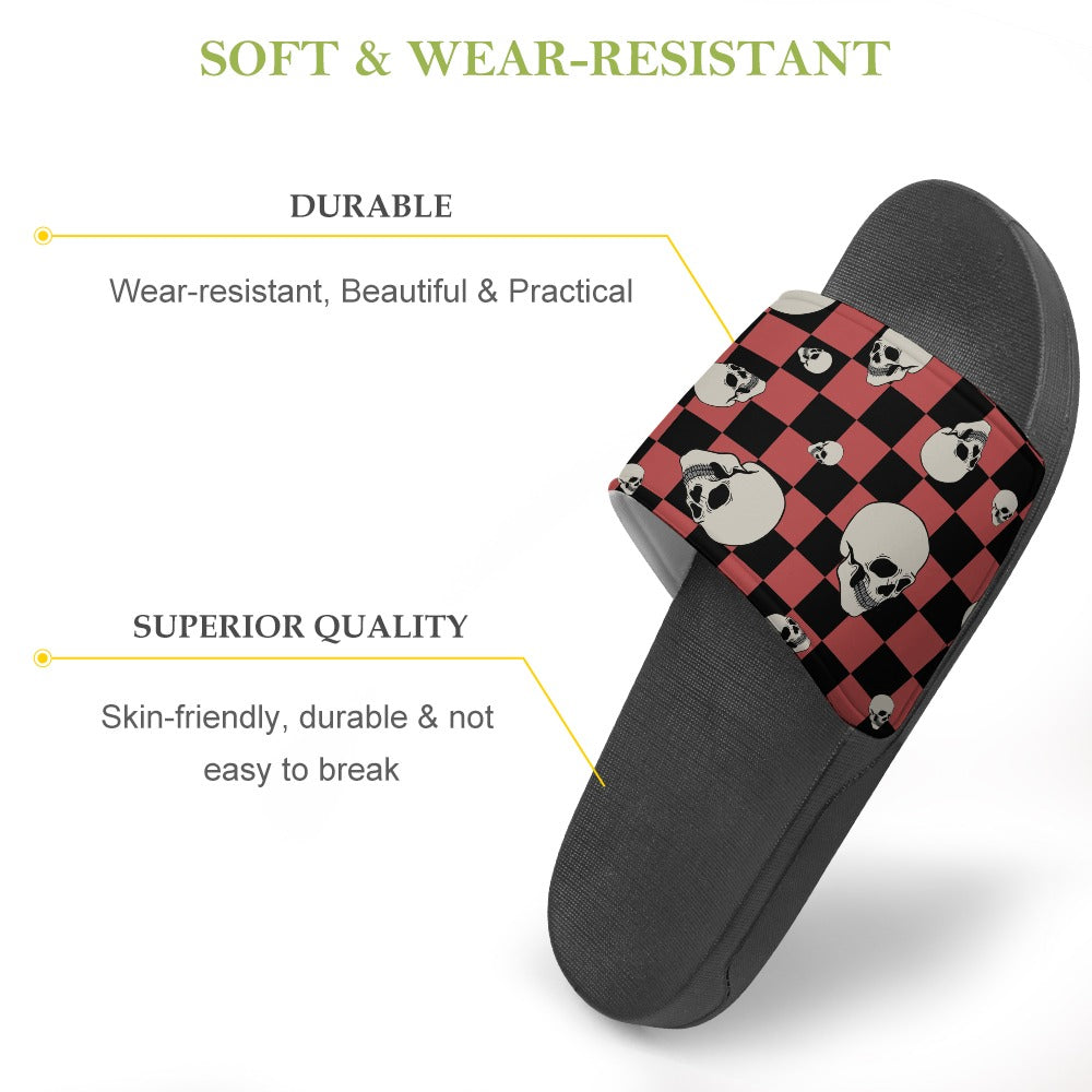 Checkers and Skulls PVC Sandals for Women - Comfortable Non-Slip Beach Shoes for Summer, Outdoor, and Casual Wear