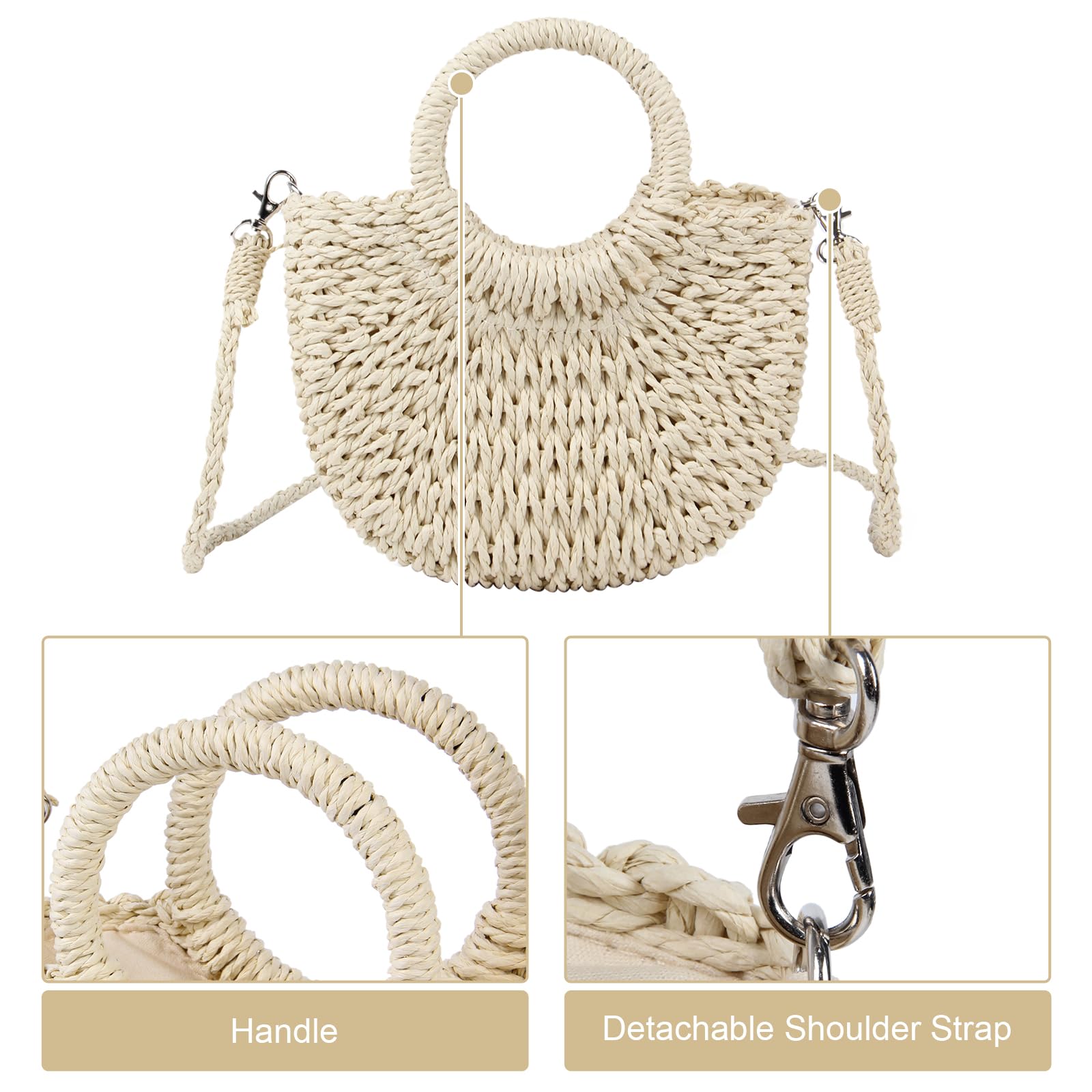 Stylish Woven Straw Tote Bag for Women - Summer Beach Crossbody Purse with Top Handle - Perfect for Vacation, Picnic, and Outdoor Activities