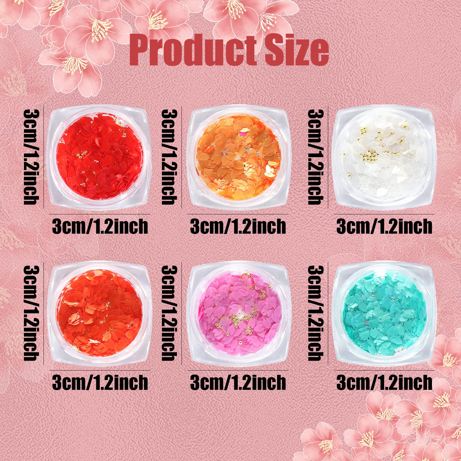 **Holographic Nail Sequins & Caviar Beads - 6 Jars Flower Glitter for Nail Art, DIY Manicure & Salon Use - Wedding, Party, Prom, Birthday Decorations - Gel Polish, Acrylic Nails & Jewelry Making Supplies | Perfect for Home Manicures, Salon Nail Art, DIY Crafts, Handmade Jewelry, Wedding & Party Nail Designs**