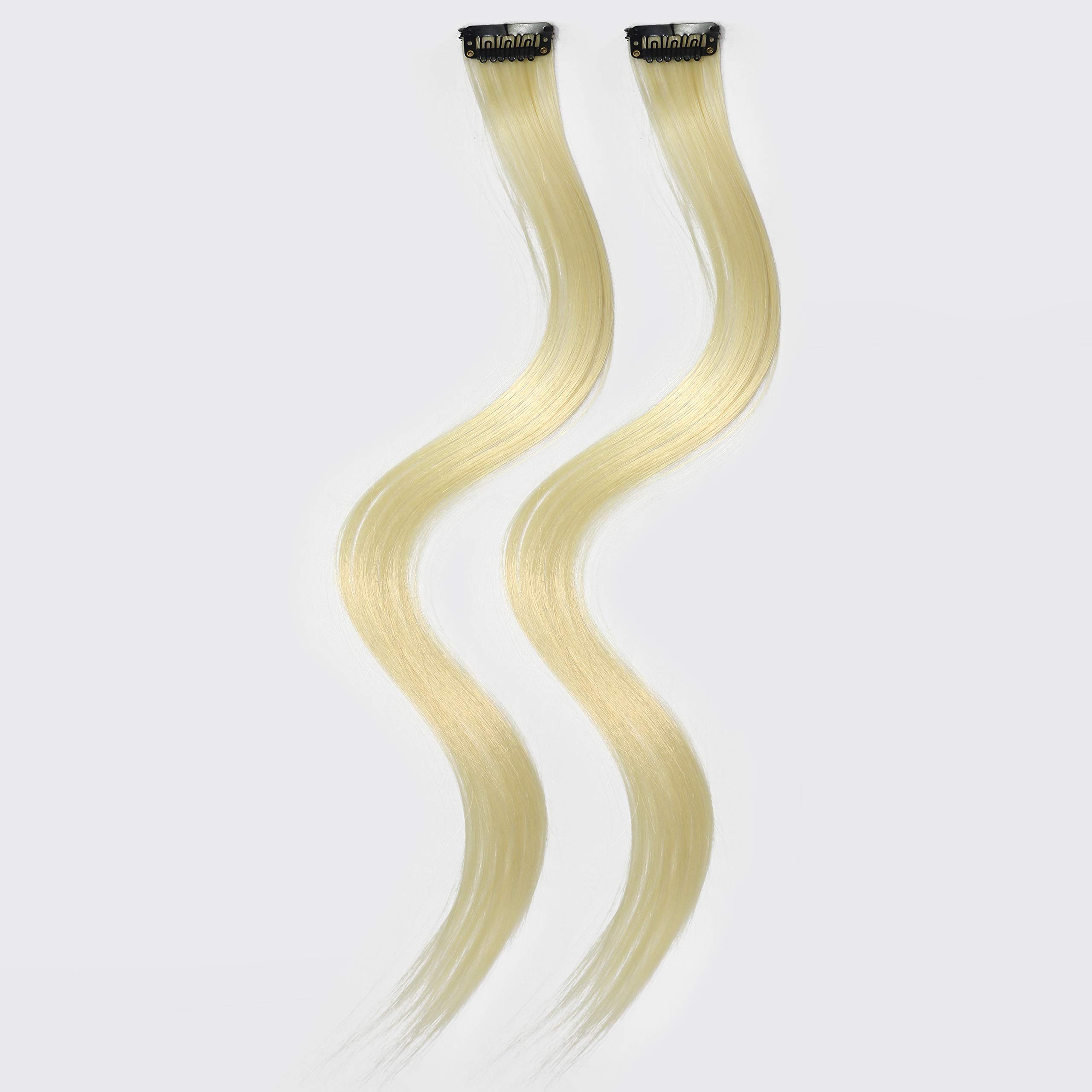 Rapidsflow® Colored Hair Streak Extensions for Women & Girls - 100% Real Human Hair Highlights - Curly Blonde #1 - Perfect for Parties, Cosplay & Daily Styling