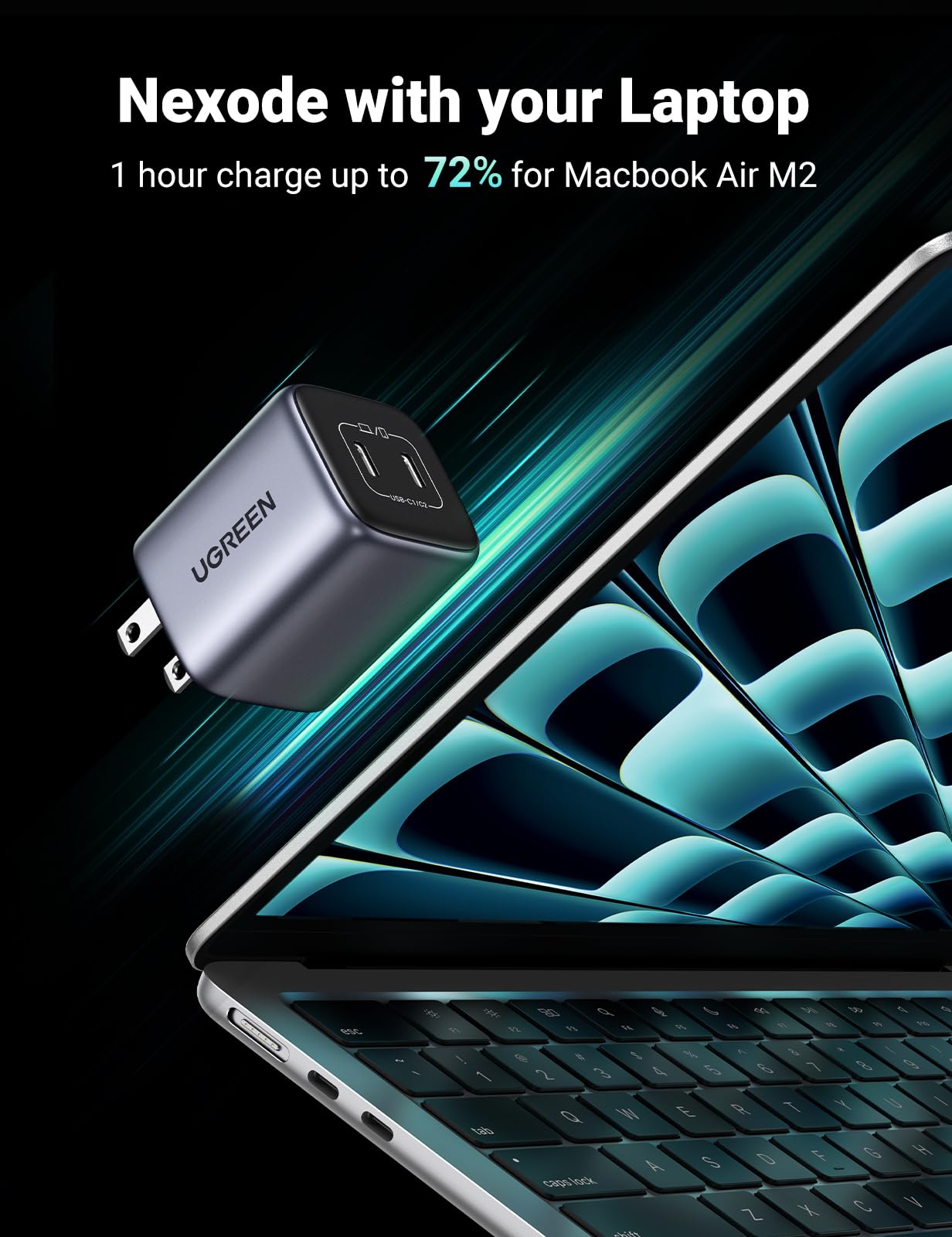 UGREEN Nexode 45W GaN PPS Dual USB C Fast Charger - Compact Wall Charger for Galaxy S24/S23/S22, iPhone 16, iPad, Pixel 9 - Super Fast Charging 2.0 Technology - Perfect for Travel, Office & Home Use (Black)