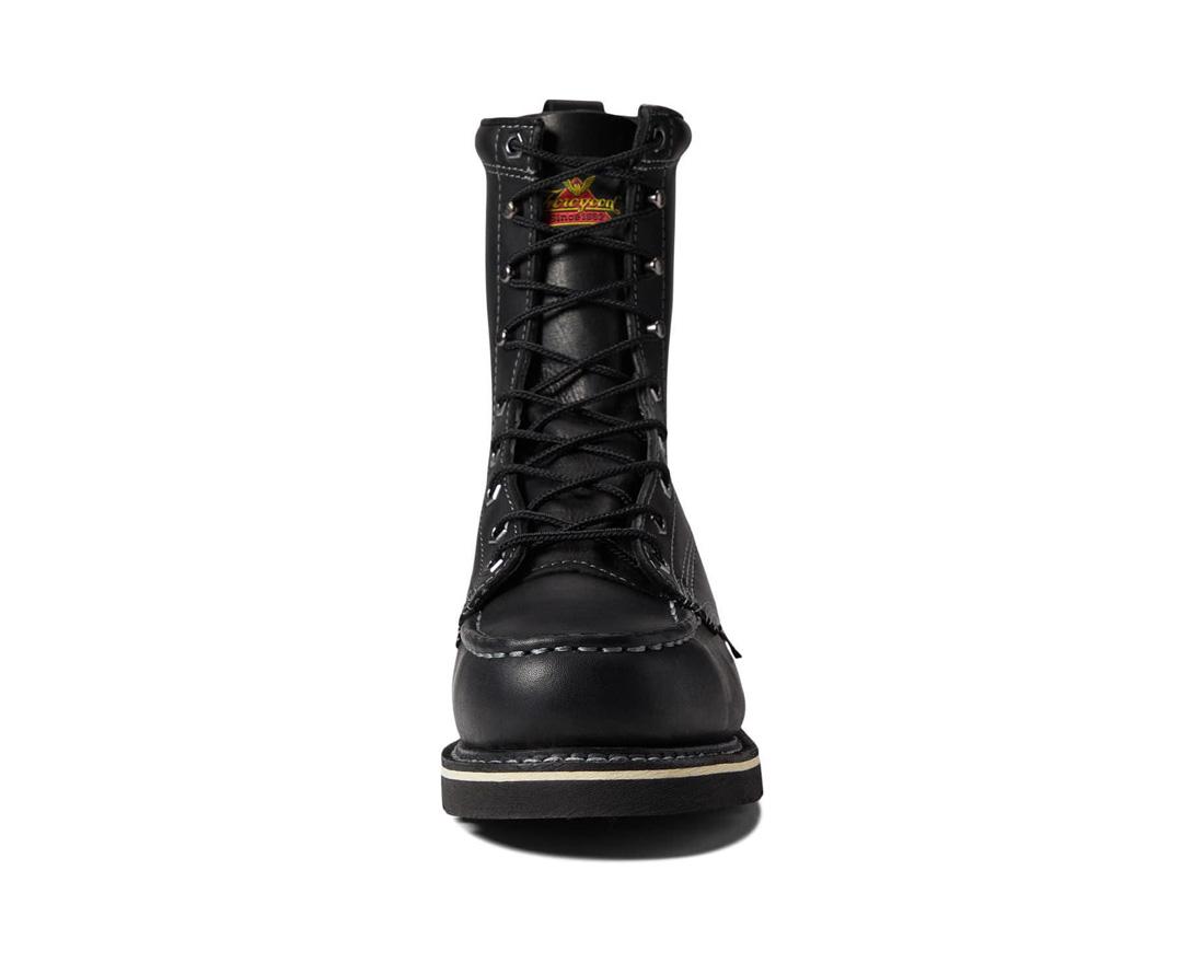 Midnight Series 8 Steel Toe Moc Toe Work Boots for Men - Black Safety Shoes for Construction, Warehouse & Outdoor Work