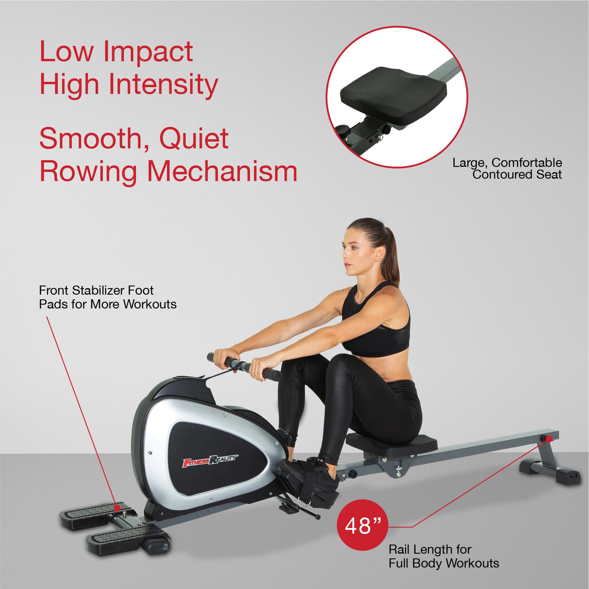 Fitness Reality Magnetic Rowing Machine with Bluetooth Connectivity - Smart Workout Tracking, Full Body Exercise, App Compatible & Tablet Holder - Perfect for Home Gym & Cardio Training | Ideal for Small Spaces, Apartment Workouts & Indoor Fitness