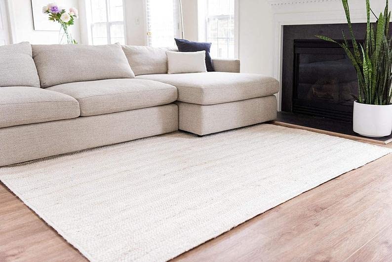 Handwoven Natural Jute Rug - Braided Boho Hemp Area Rug for Living Room, Bedroom & Entryway - Custom Size Available - White Jute Runner (2x18 feet) - Eco-Friendly Home Decor