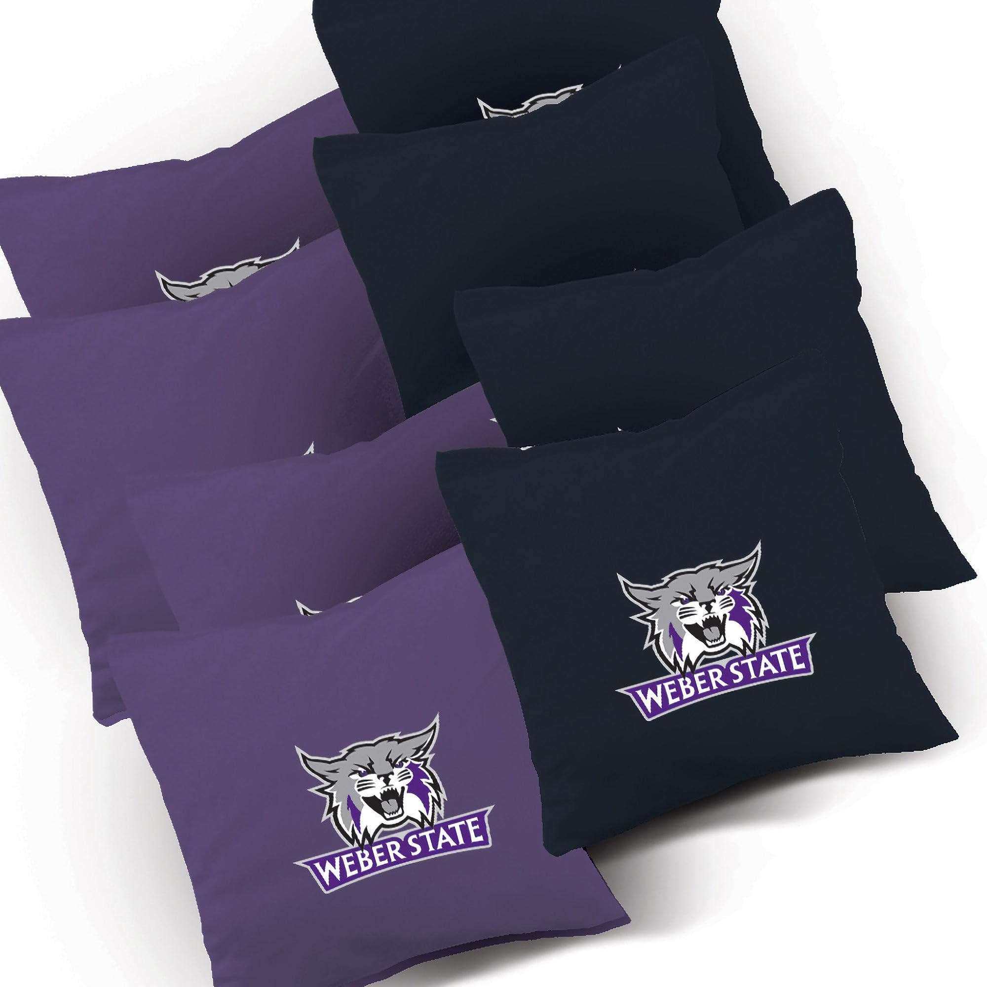 Premium Weber State Slanted Cornhole Boards Set - 2 Regulation Size Boards & 8 Custom Team Logo Bags | Perfect for Tailgating, Backyard BBQs, and College Game Day Parties
