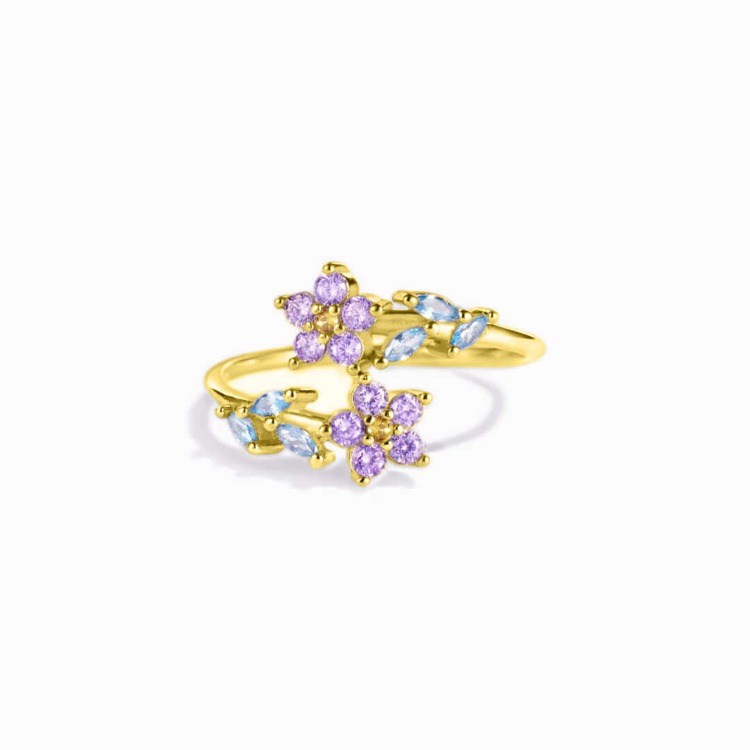 Forget Me Nots Flower Blossom Stacking Rings | YS080 - Dainty Floral Jewelry for Women, Gift for Her, Perfect for Weddings, Anniversaries & Everyday Wear