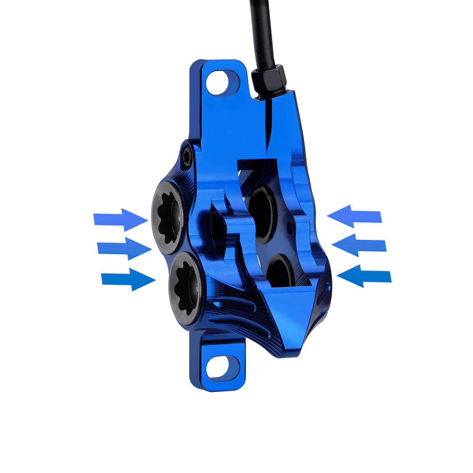 Upgraded E4 MTB 4-Piston Hydraulic Disc Brake Set with Cooling Metal Pads - Front & Rear Pre-Bled for Mountain Bike | Perfect for Downhill, Trail Riding & Off-Road Cycling