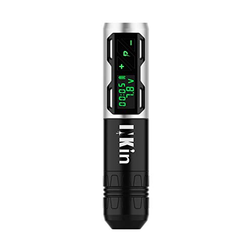 INKin Cordless Tattoo Machine Gun Pen - 2 CL2 Silver Wireless Tattoo Kit with Swiss Motor, LED Display & 1800mAh Battery | Professional Tattoo Supplies for Artists | Includes Cartridges, Needles & Equipment | Perfect for Studio, Home & Travel Tattooing