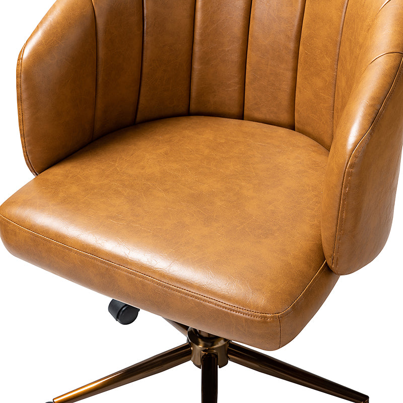 Ergonomic Vegan Leather Office Chair - Adjustable Height & Lumbar Support for Comfortable Work - Perfect for Home Office, Study & Workspace