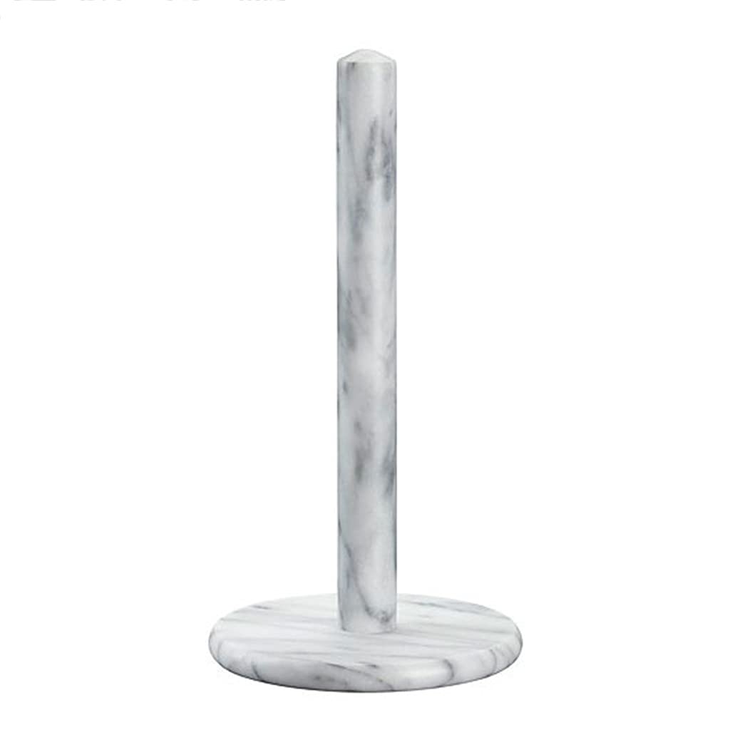 QFFL White Marble Paper Towel Holder - Heavy Weighted Base Upright Dispenser for Kitchen Counter, Bathroom & Cabinet | Perfect for Home, Office & Restaurant Use