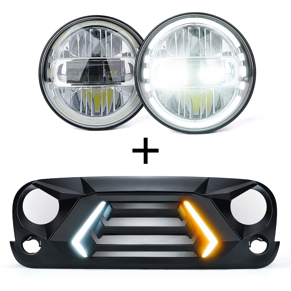 Xprite 7 Inch CREE LED Headlights with Turn Signals & DRL - Compatible with 2007-2018 Jeep Wrangler JK & JK Unlimited - High Performance Off-Road Lighting for Adventure & Night Driving
