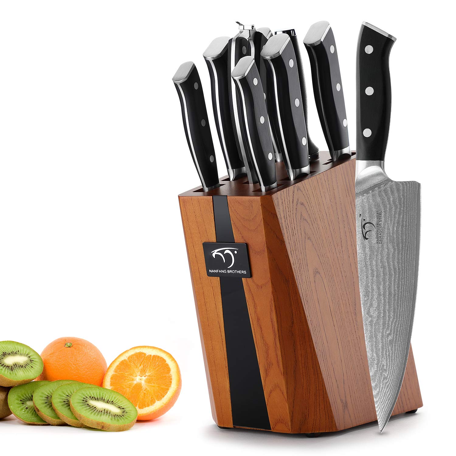 Premium NANFANG BROTHERS 9-Piece Damascus Kitchen Knife Set with Ergonomic Triple Rivet Handle - Ideal for Chopping, Slicing, Dicing & Cutting - Perfect for Home Chefs & Professional Kitchens