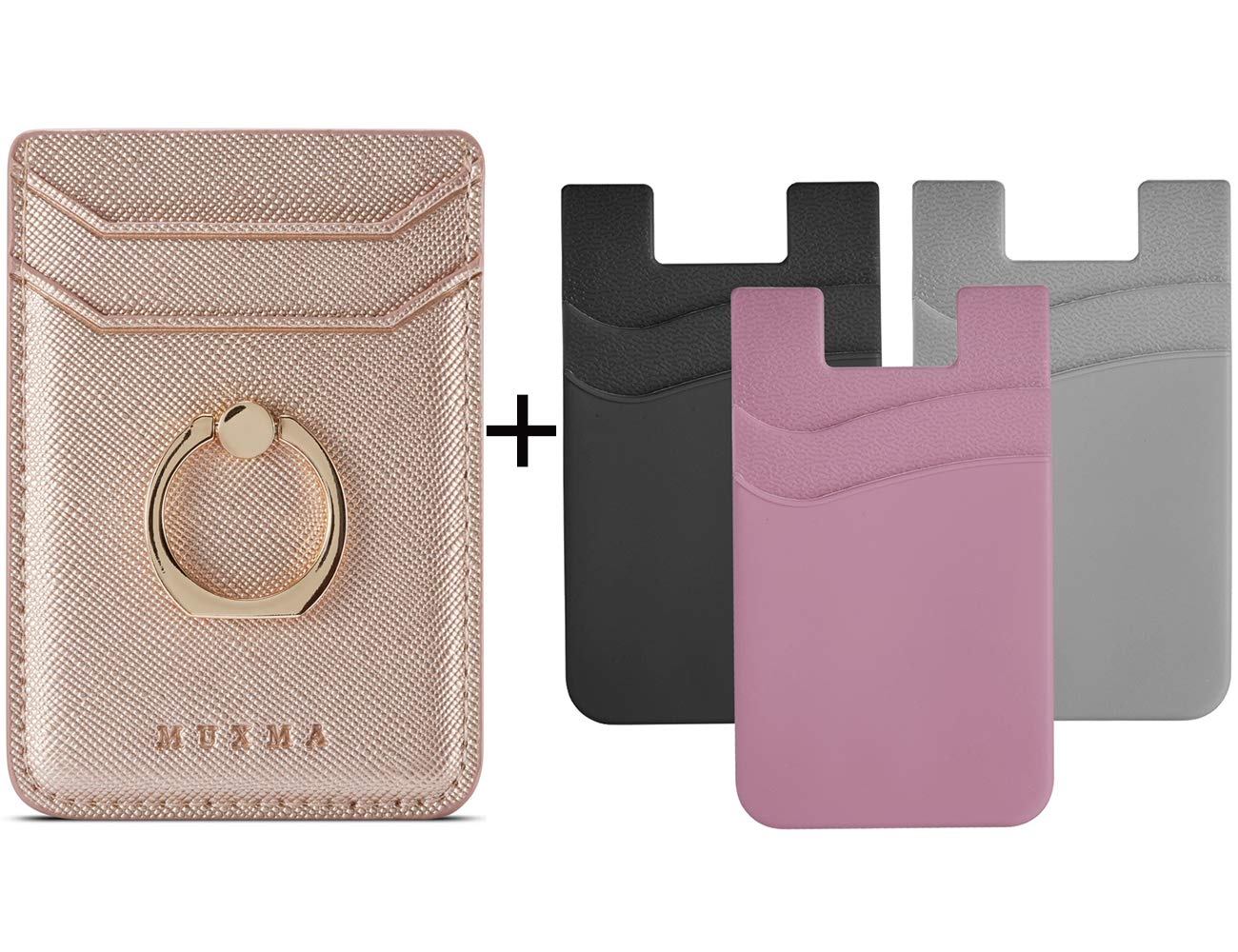 4Pcs Adhesive Phone Card Holder - Slim Wallet Sticker for iPhone, Samsung & More | Perfect for Credit Cards, IDs & Cash | Secure & Convenient for Travel, Shopping & Daily Use