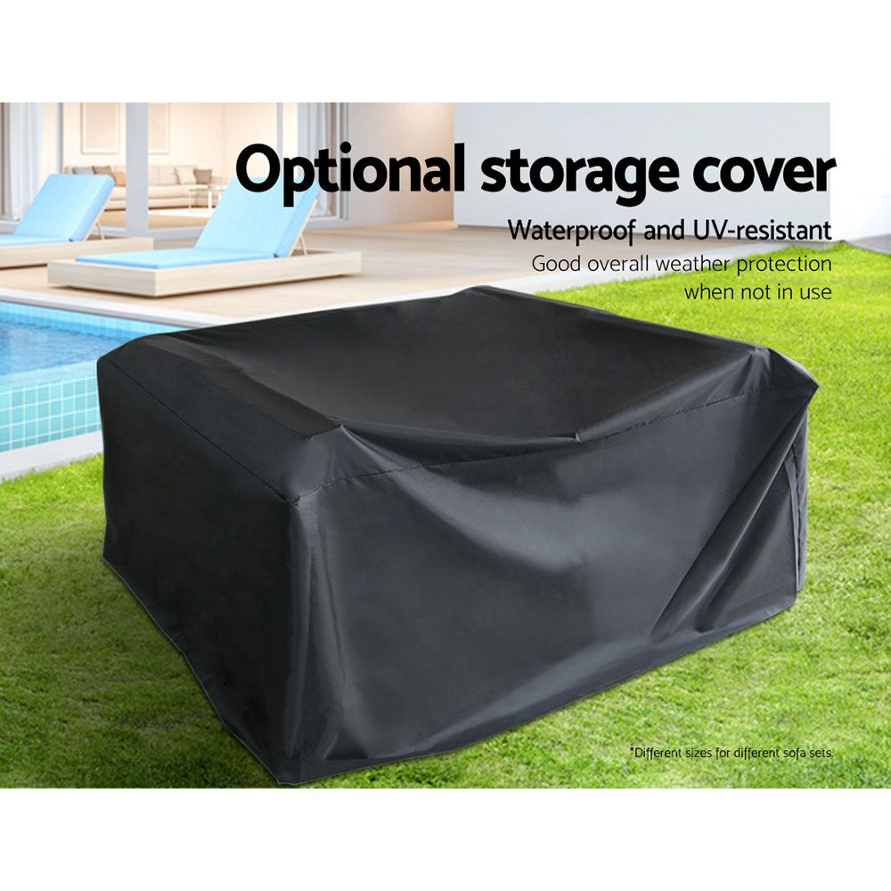 12-Piece Beige Wicker Outdoor Lounge Set with Storage Cover - Perfect for Patio, Garden, Poolside & Backyard Relaxation