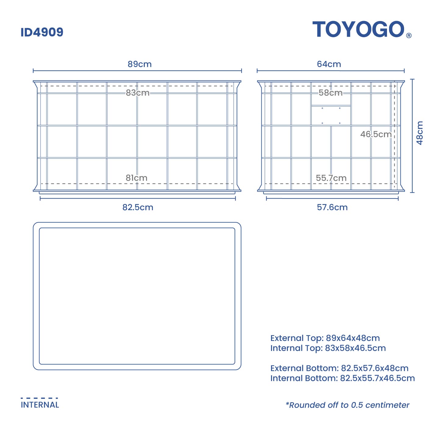 Heavy Duty Industrial Storage Box (ID4909) - Durable Plastic Utility Container for Warehouse, Garage & Workshop Organization