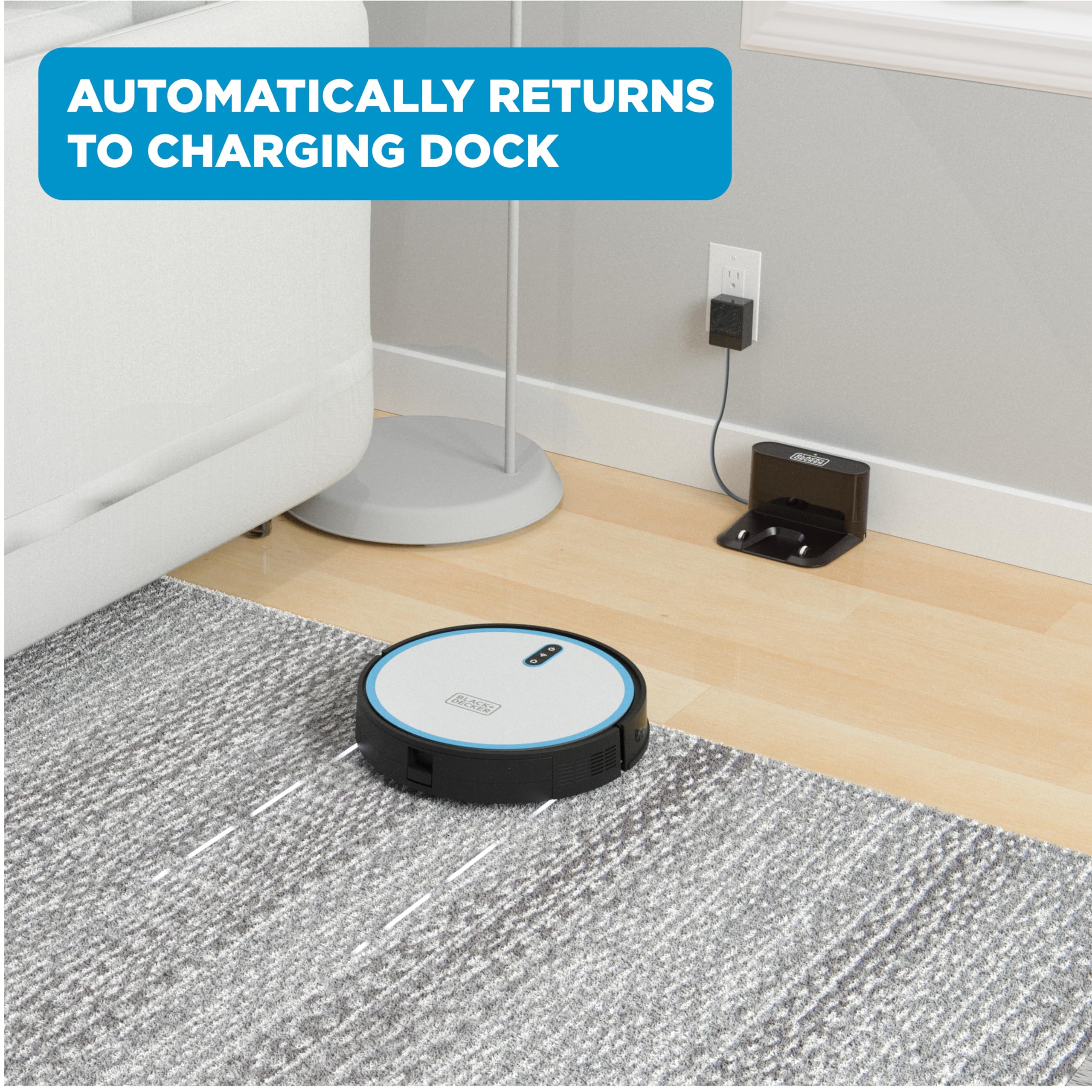 Black & Decker BDRV1-SLV-RA Auto Charging HEPA Filter Pet Robotic Vacuum Cleaner - Certified Refurbished Grade A - Perfect for Pet Hair Removal & Hardwood Floor Cleaning