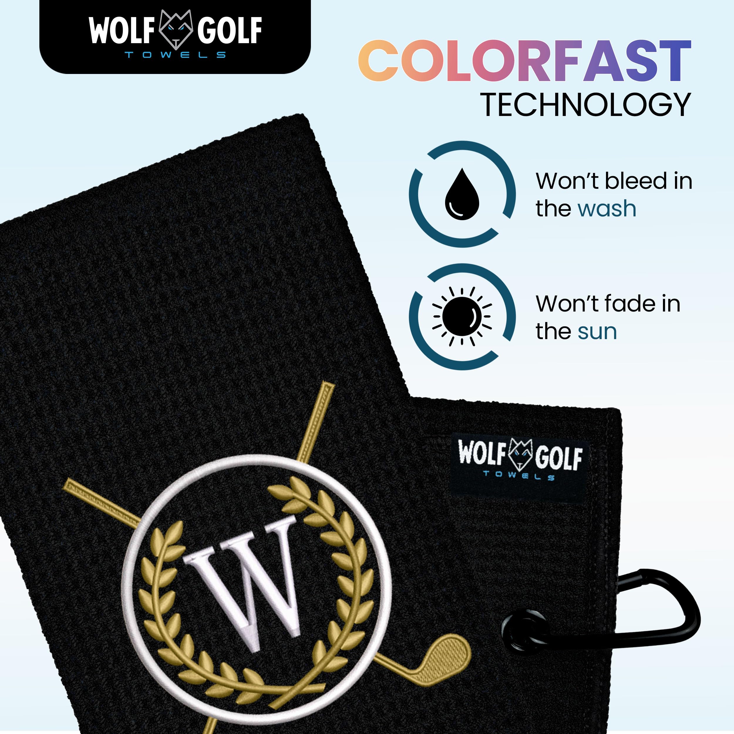 Personalized Monogram Golf Towels for Golf Bags - Custom Embroidered Golf Accessories for Men & Women - Perfect for Golf Tournaments, Country Clubs & Gifts for Golfers