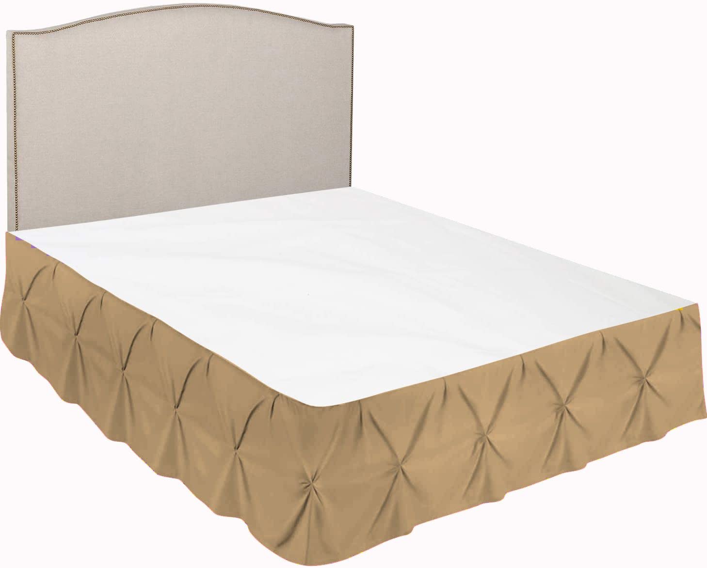 Pinch Pleated Bed Skirt | 100% Egyptian Cotton 1000 Thread Count | Soft Pintuck Design | 32