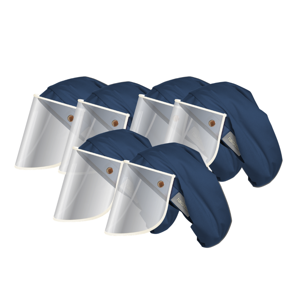 Hairbrella Pro XL Scrub Cap with Face Shield - 6 Pack Surgical Bouffant Cap for Nurses & Doctors (Buy 5 Get 1 Free) - Ideal for Hospitals, Clinics & Medical Professionals
