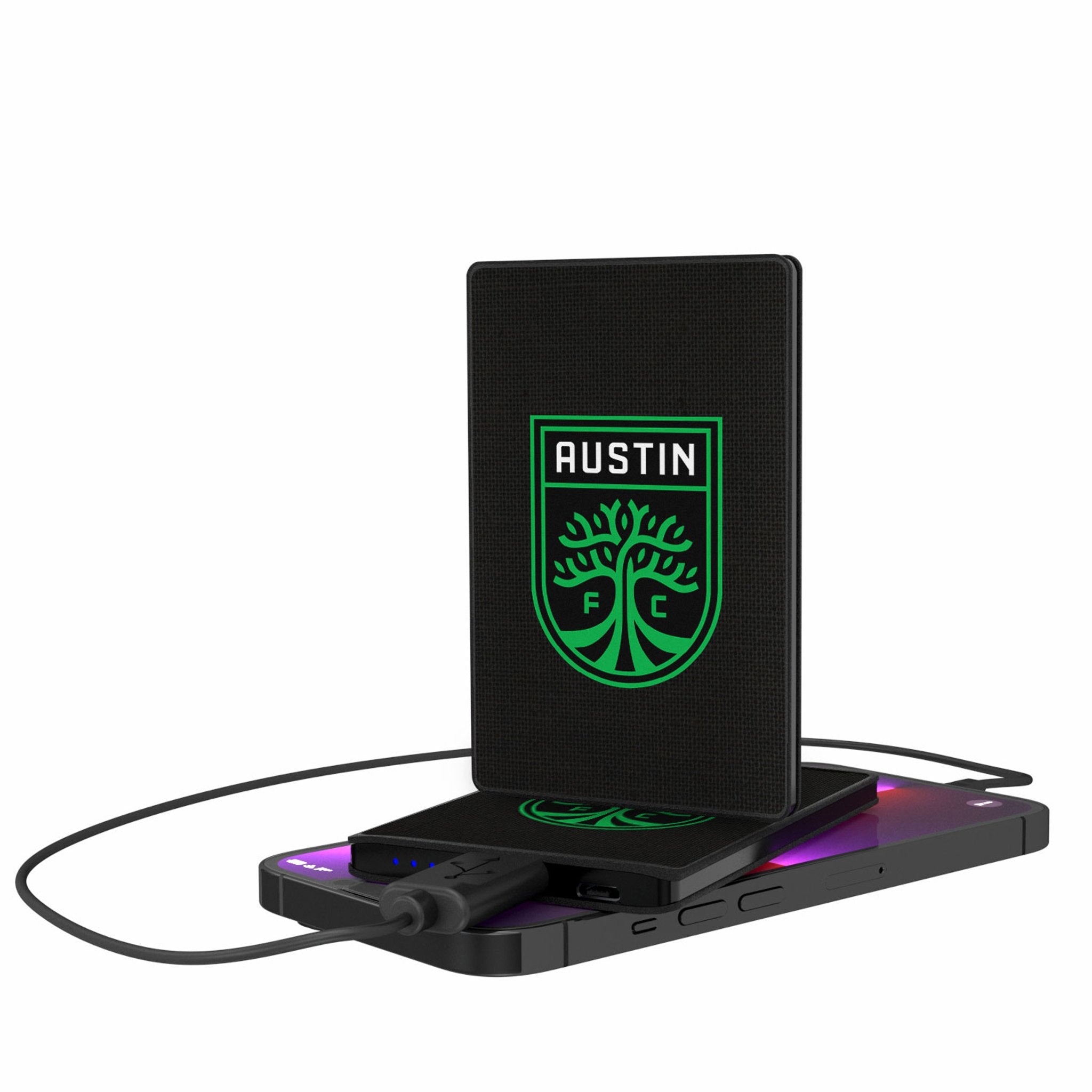 Austin FC Portable 2500mAh Credit Card-Sized Power Bank - Perfect for Travel, Work & Charging On The Go