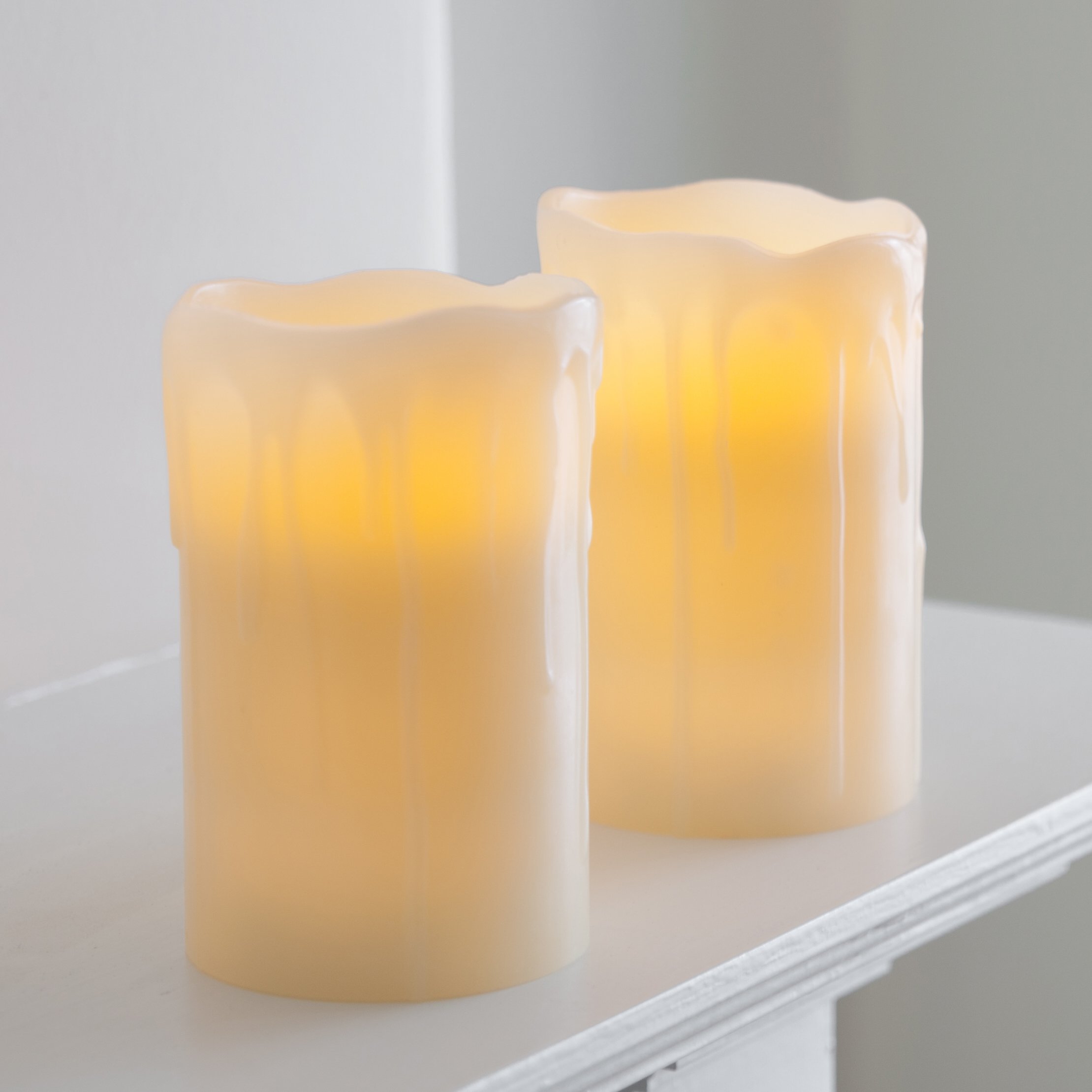 2 Pack LED Battery Operated Wax Candles with Timer - Realistic Melted Wax Effect for Romantic Dinners, Weddings & Home Decor