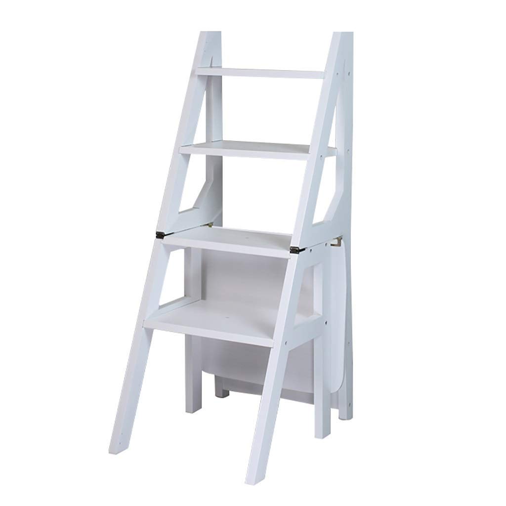 KAZUP Foldable Step Stool Ladder - 4 Step Multifunctional Kitchen Stool for Home, Shoe Rack, Flower Stand, Storage - White | Perfect for Kitchen, Bathroom, Closet & Gardening