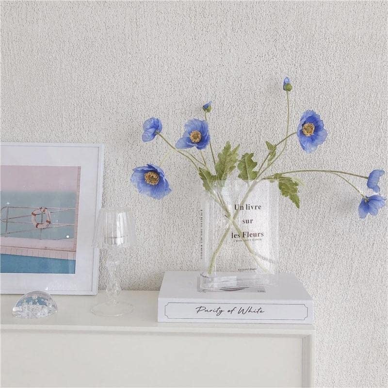 Feliciay Clear Acrylic Flower Vase - Crystal Transparent Book-Shaped Vase for Home Decor, Bookshelf & Bedroom | Perfect for Floral Arrangements, Wedding Centerpieces & Office Desk Decor