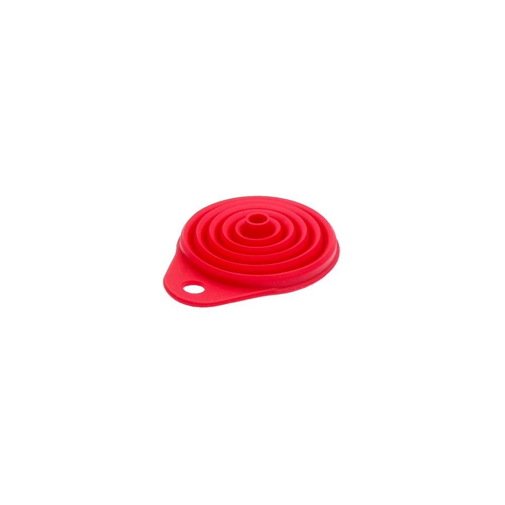 MOTO4U Universal Silicone Collapsible Fuel Funnel - Foldable Oil Funnel for Gas, Diesel, Water & Liquids - Space Saving Design for Car, Motorcycle, Boat & Home Use (Red)