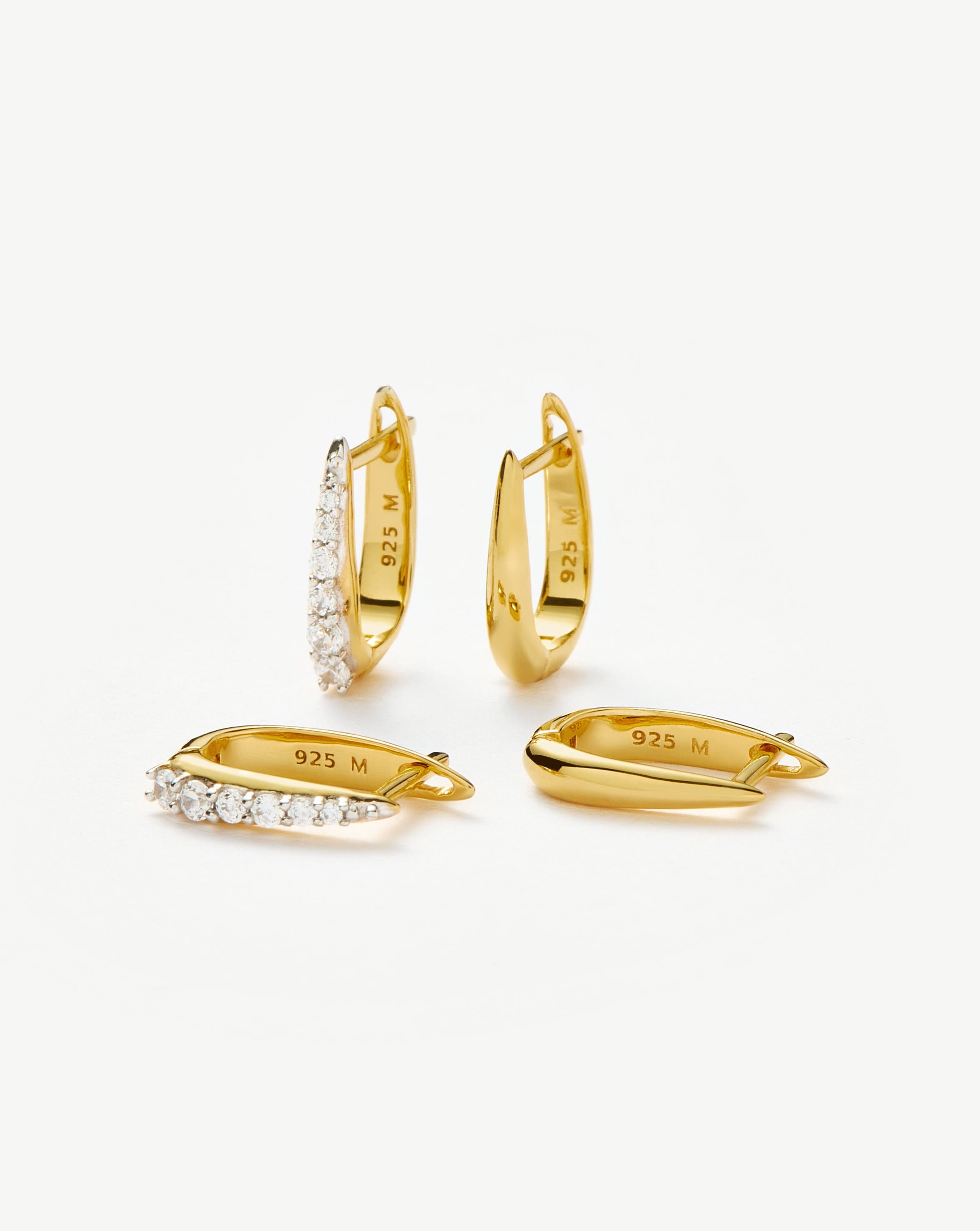 18K Gold Vermeil Claw Pave Huggie Hoop Earrings for Women | Elegant & Dainty Huggie Earrings Set | Perfect for Everyday Wear, Parties & Special Occasions
