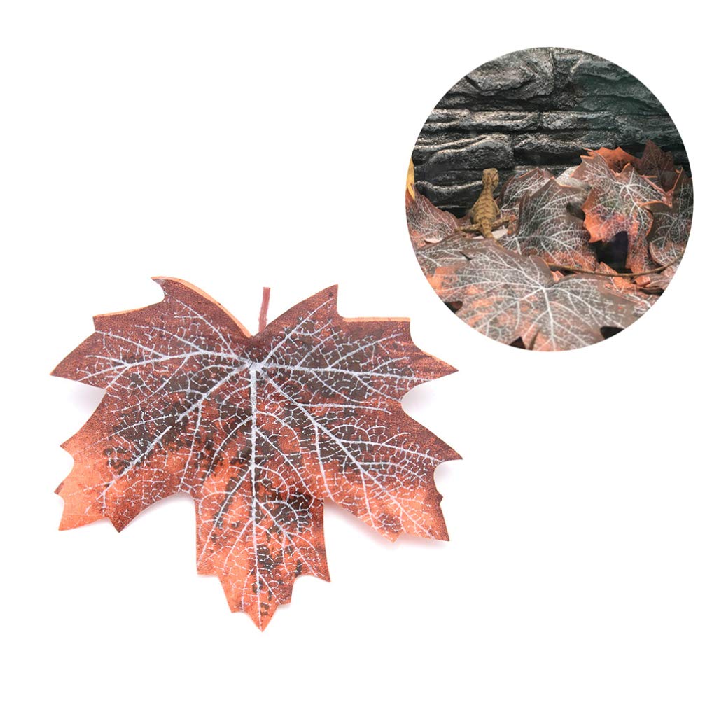 12Pcs Artificial Maple Leaves Terrarium Plants - Realistic Reptile Habitat Decor for Snakes, Lizards, Frogs & Bearded Dragons | Perfect for Terrariums, Vivariums & Reptile Enclosures