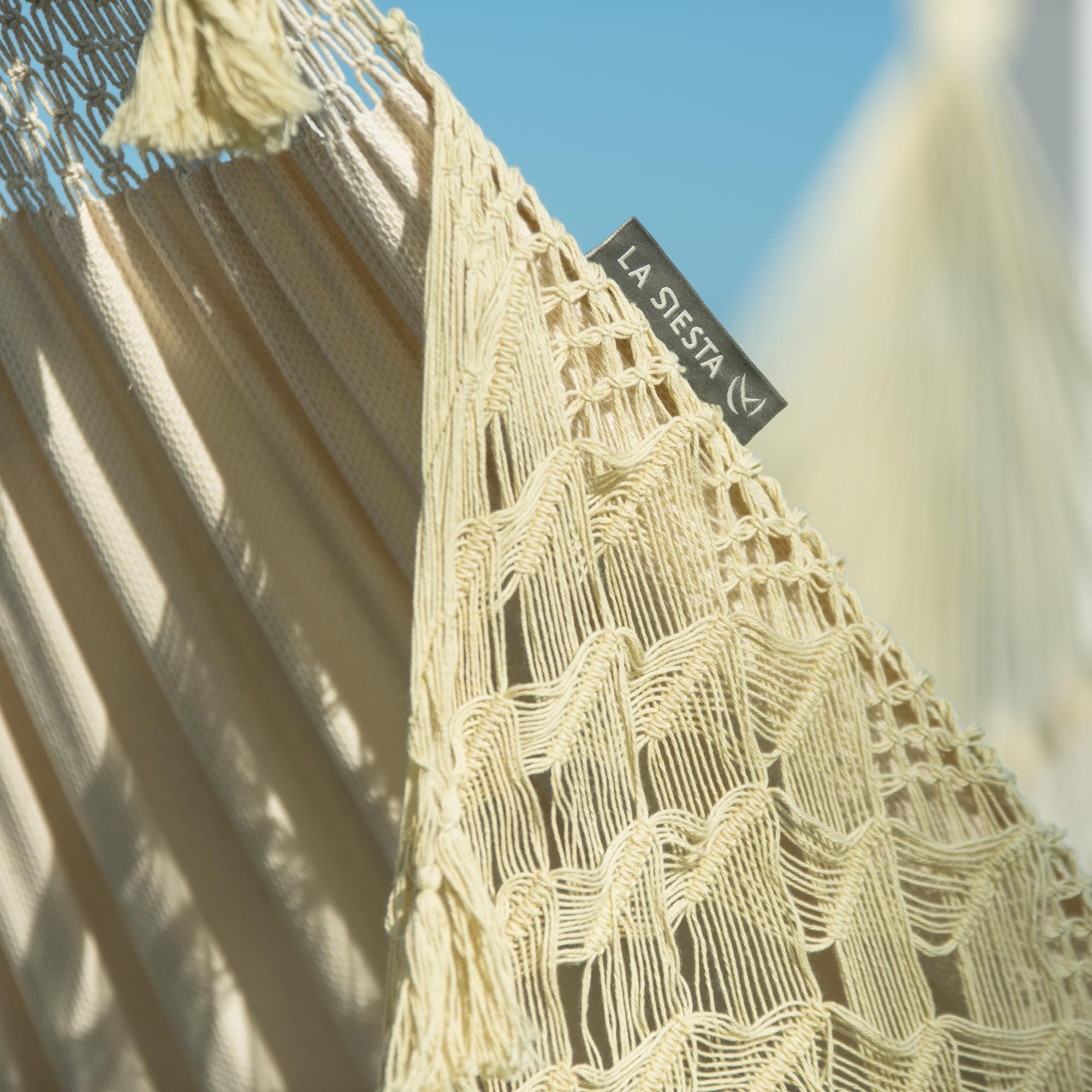La Siesta® XL King Bossanova Brazilian Hammock - Organic Cotton Handmade in Brazil - Extra-Wide Indoor Hammock Bed for Relaxation & Lounging - Champagne Color - Perfect for Bedroom, Patio, and Backyard Relaxation
