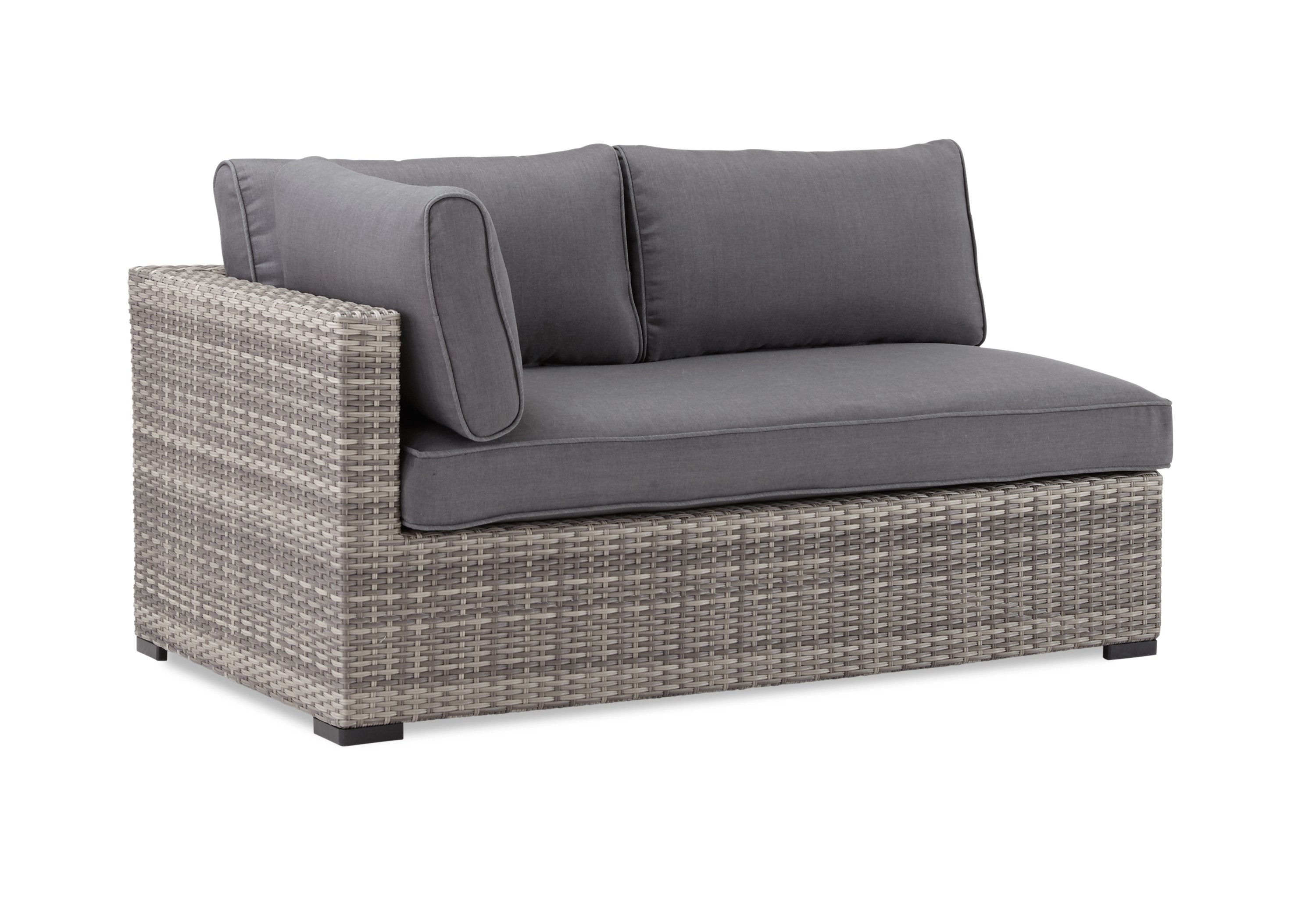 Caribe 2-Piece Outdoor Sectional Sofa Set with Ottoman - Weather-Resistant Grey Patio Furniture for Backyard, Poolside & Garden Relaxation