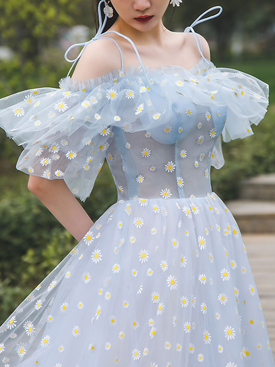 Elegant Blue Sweetheart Neckline Tulle Long Prom Dress for Women - Perfect for Formal Dances, Evening Galas & Special Occasions