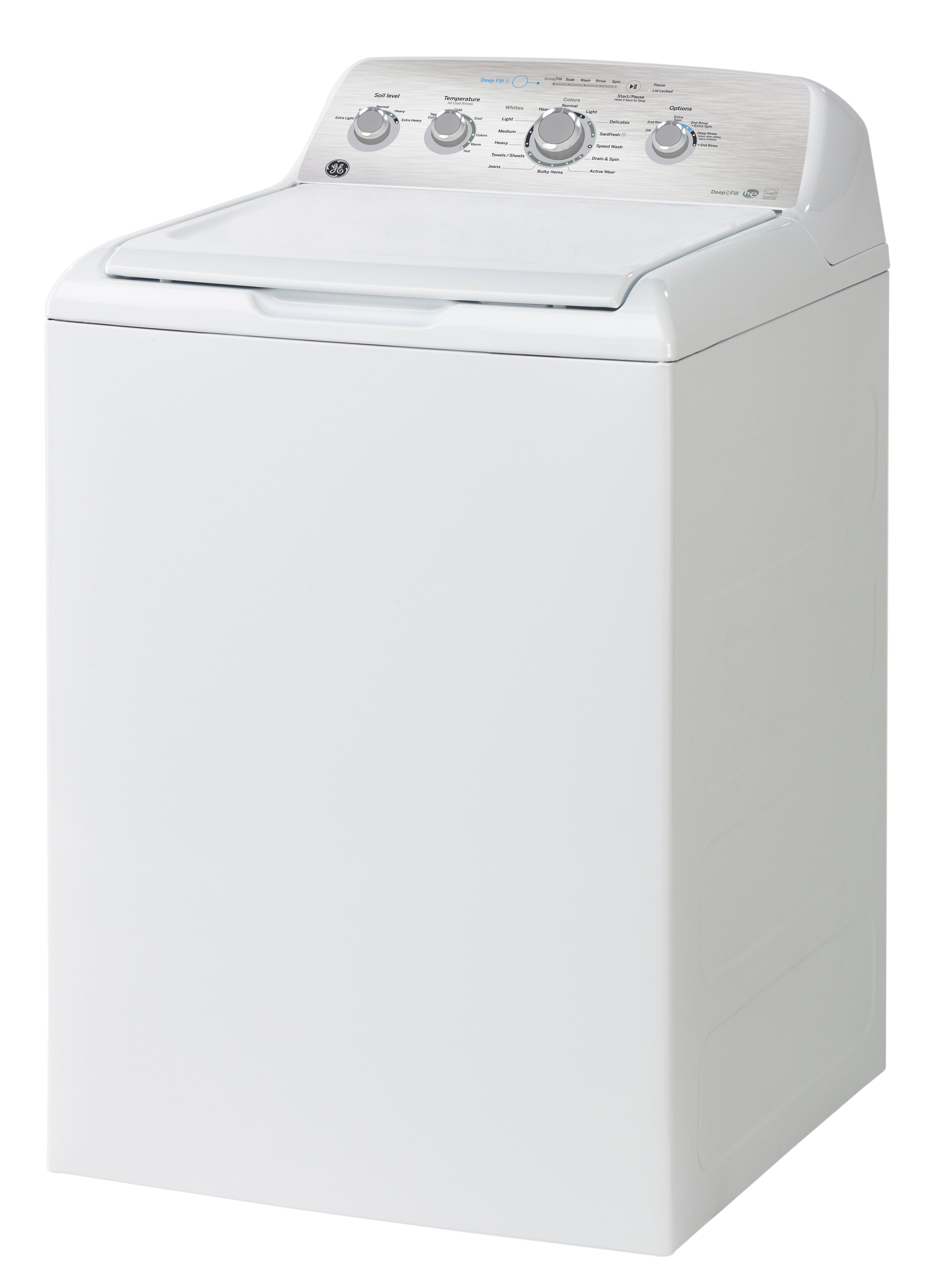 GE GTW550BMRWS 5.0 Cu. Ft. White Top Load Washer with SaniFresh Cycle - Perfect for Large Families & Allergy Sufferers - Removes 99.9% of Bacteria