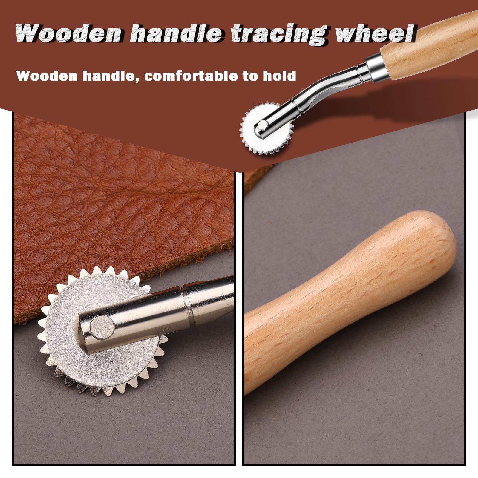 Nitlak 2-Pack Wooden Handle Stainless Steel Tracing Wheel - Professional Sewing Pattern Tool, Rotary Perforator & Overstitch Wheel for Fabric Marking | Perfect for Quilting, Dressmaking & DIY Craft Projects