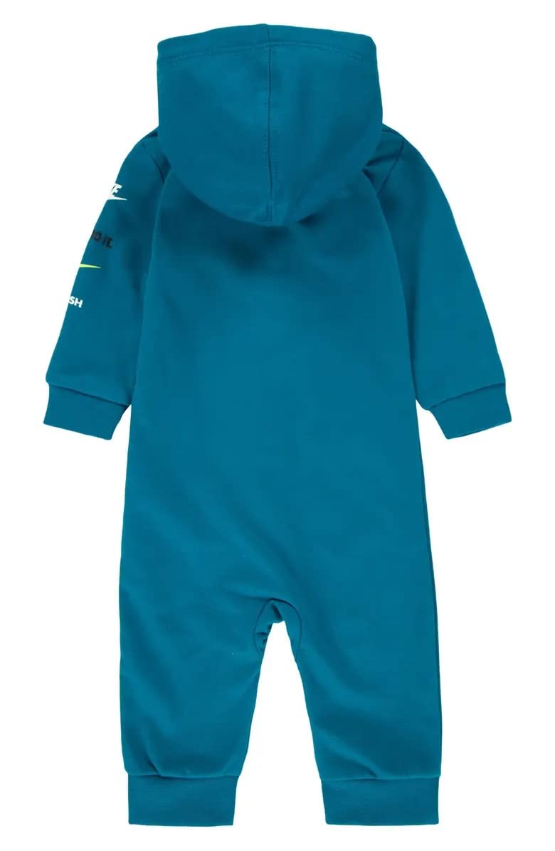 Nike Baby Boy Sportswear Illuminate Hooded Graphic Coverall - 3 Months (G56K255-B9I/W) - Soft Cotton Jumpsuit for Infants, Cute Hoodie Outfit for Playdates & Family Photos