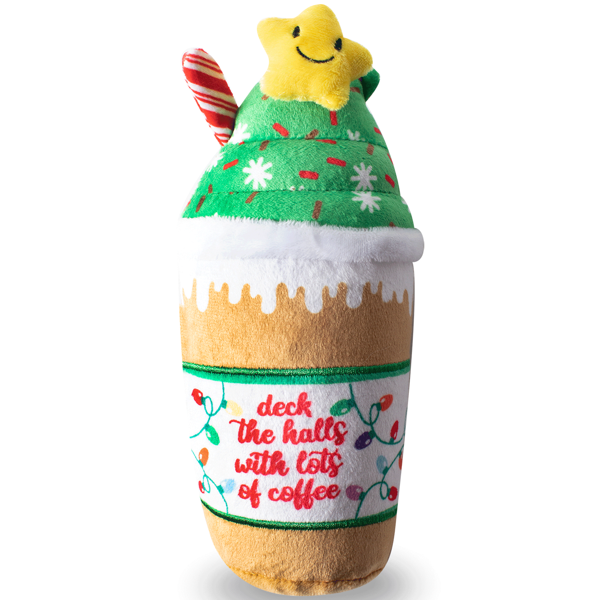 Fringe Deck the Halls Coffee Brown Dog Toys - Durable Chew Toys for Small & Large Dogs - Perfect for Indoor Play, Training & Holiday Gifts